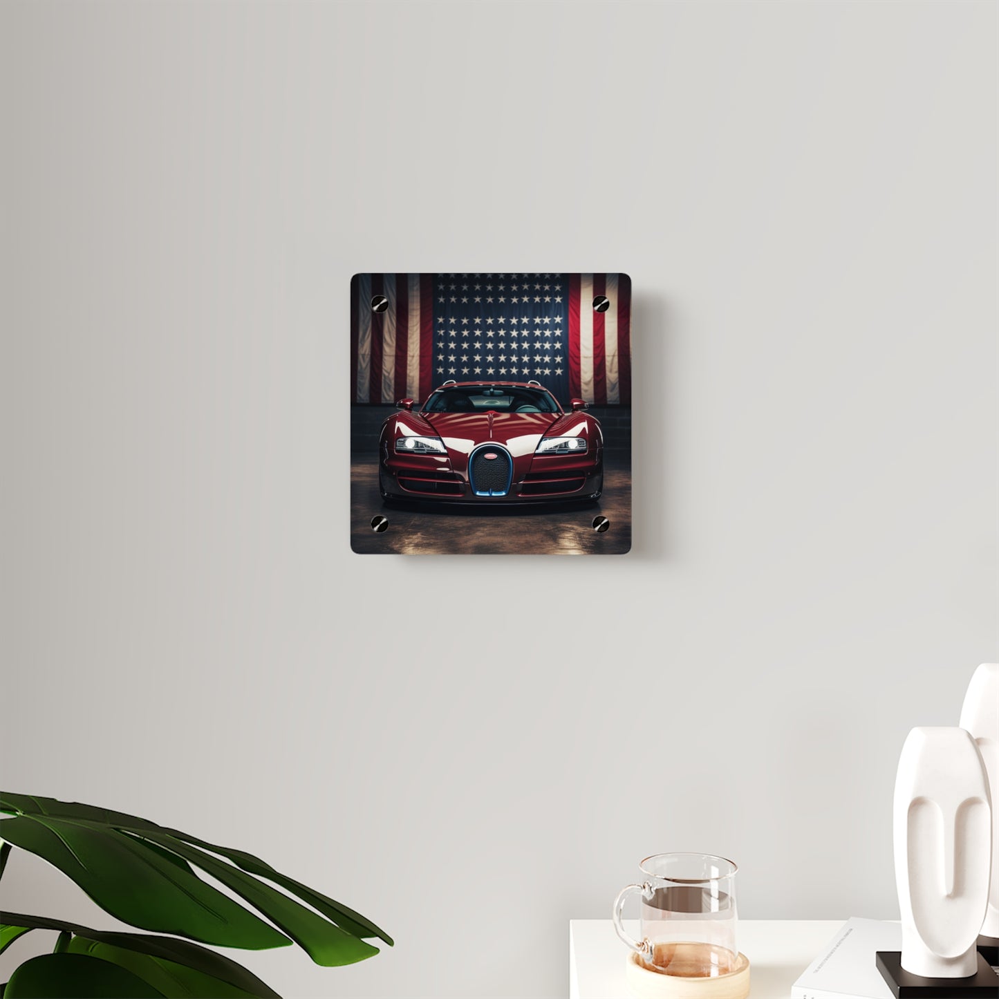 Acrylic Wall Art Panels American Flag Background Bugatti 1