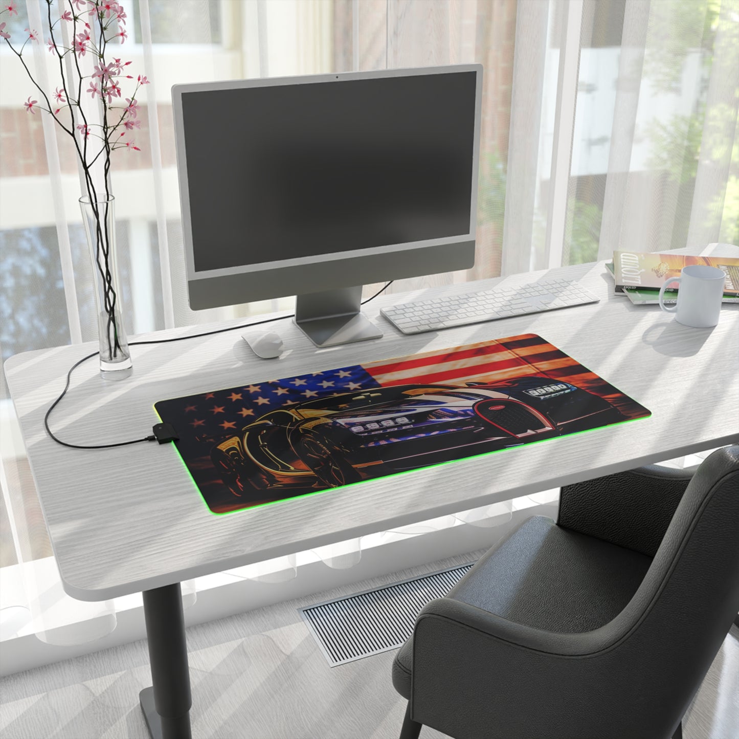 LED Gaming Mouse Pad Macro Bugatti American Flag 4