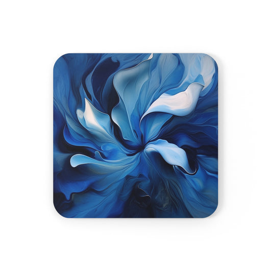 Cork Back Coaster Abstract Blue Tulip 4