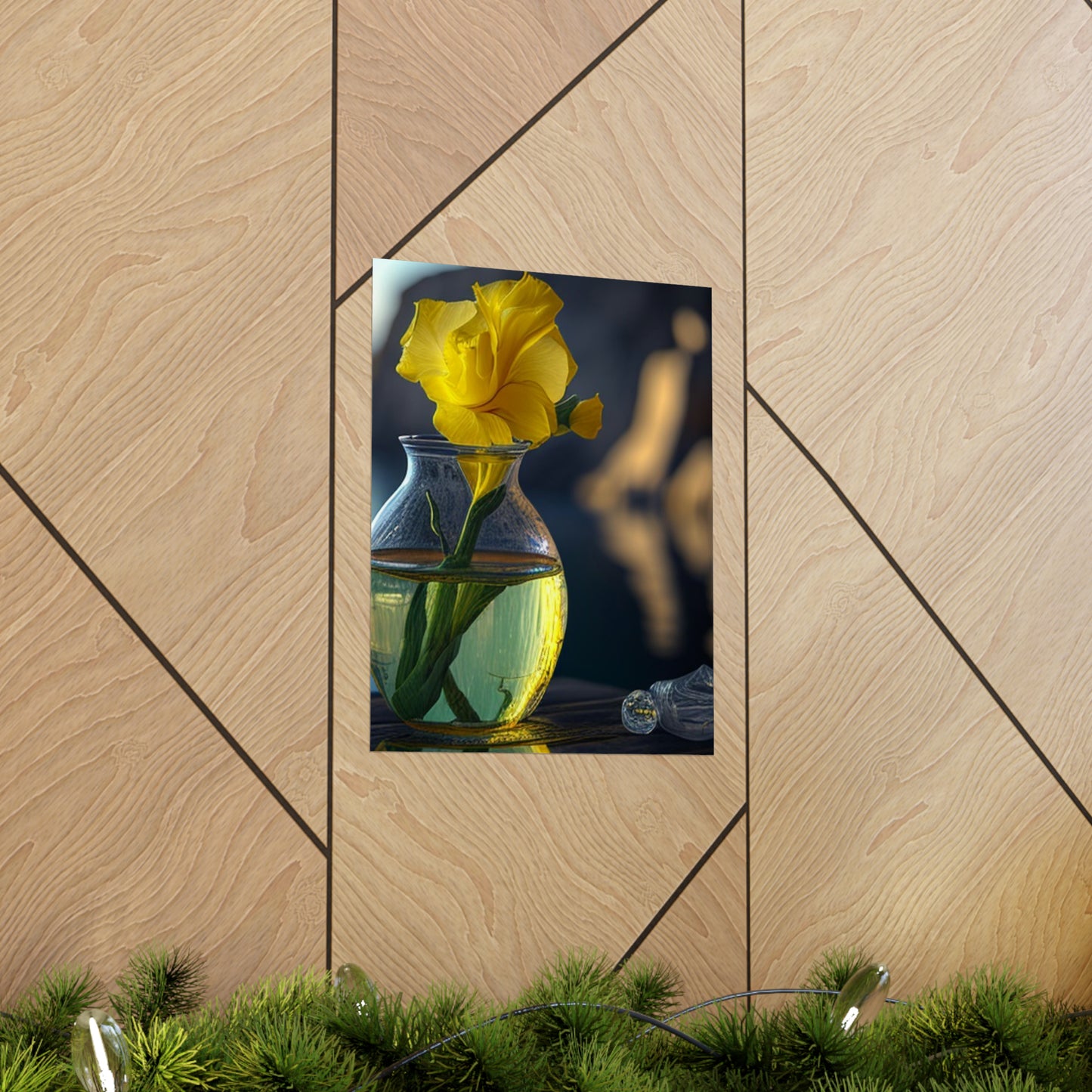 Premium Matte Vertical Posters Yellow Gladiolus glass 3