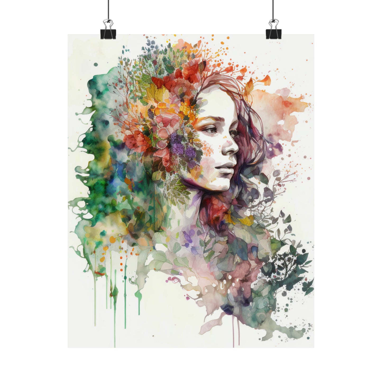 Premium Matte Vertical Posters Mother Nature Bright Spring Colors Realistic Watercolor 3