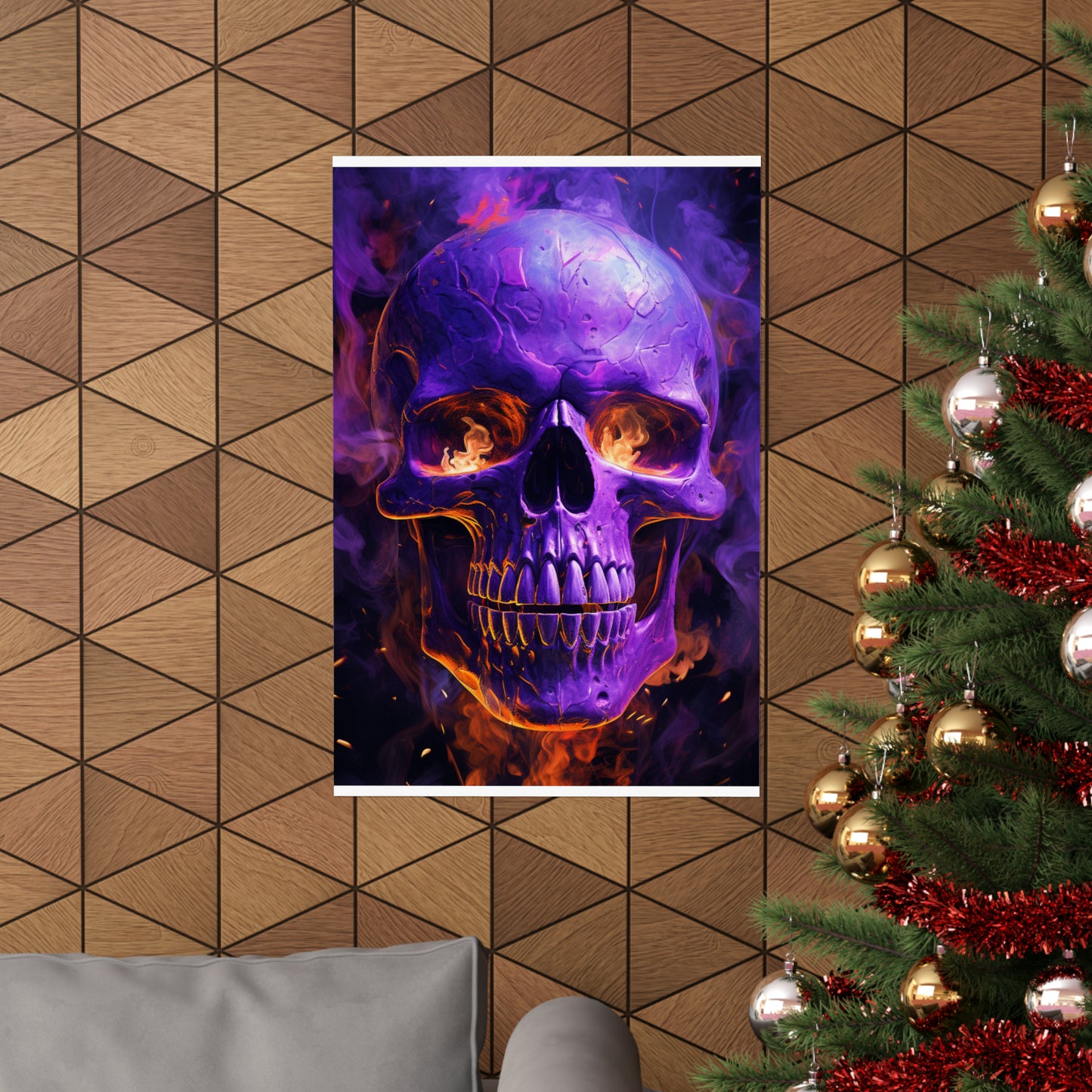 Premium Matte Vertical Posters Skull Flames 1