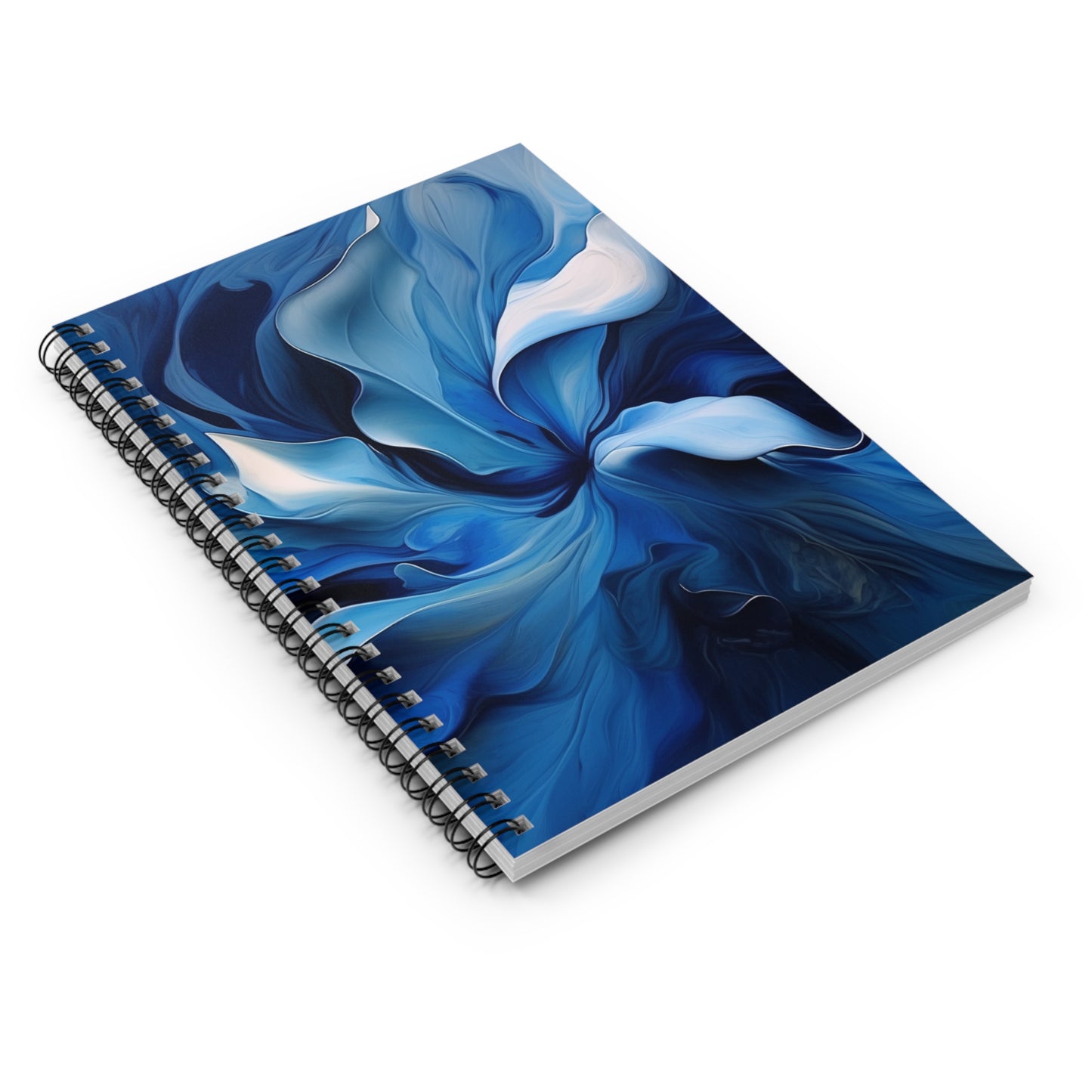 Spiral Notebook - Ruled Line Abstract Blue Tulip 4