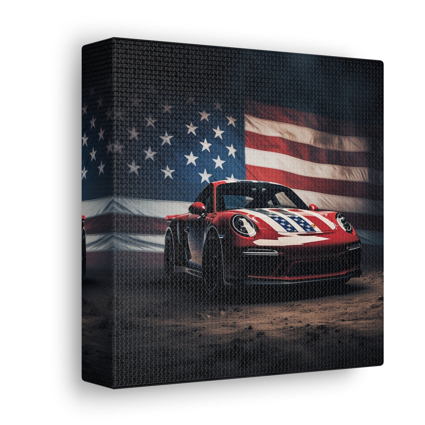 Canvas Gallery Wraps American Flag Background Porsche 3