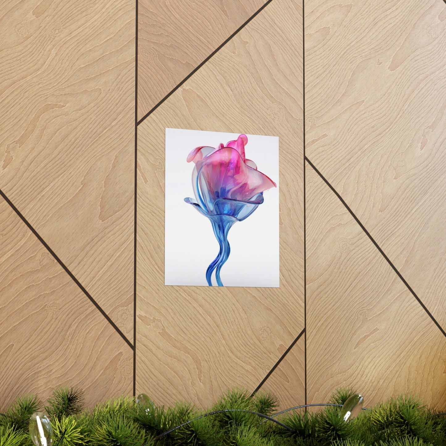 Premium Matte Vertical Posters Pink & Blue Tulip Rose 4