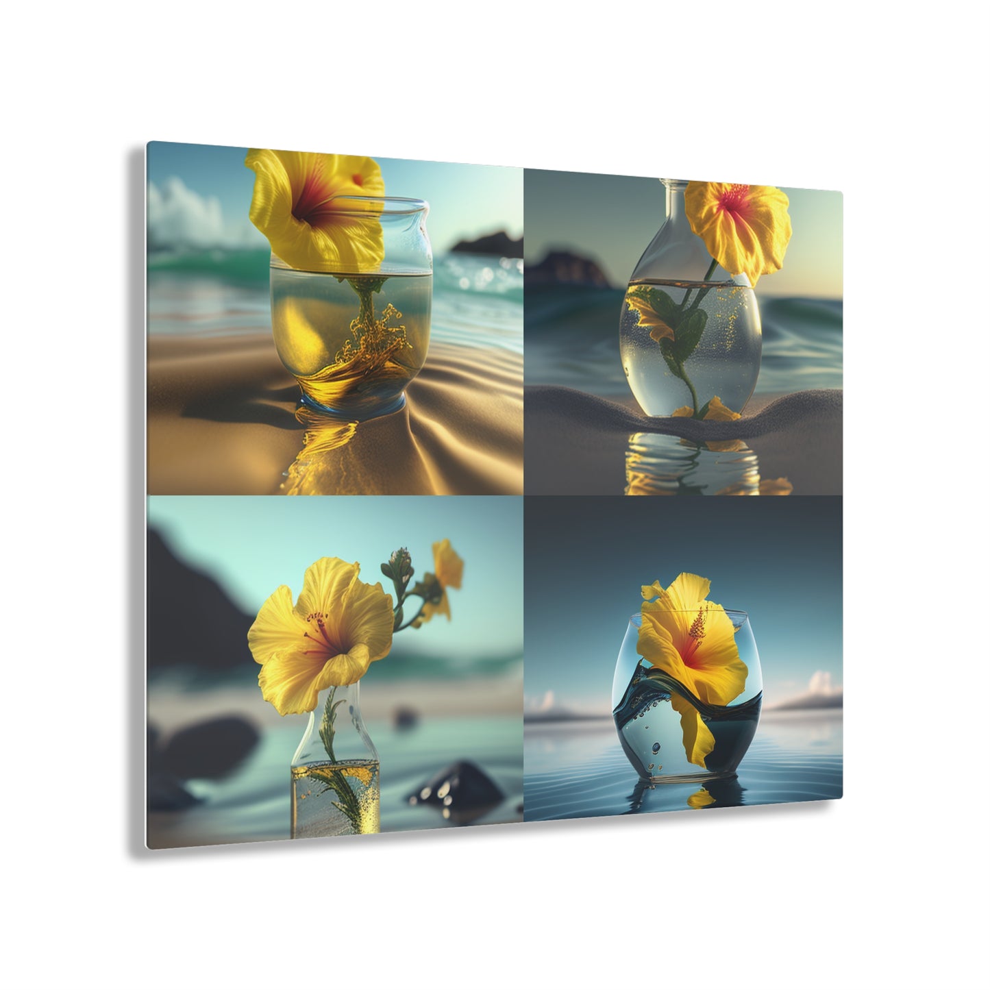 Acrylic Prints Yellow Hibiscus glass 5