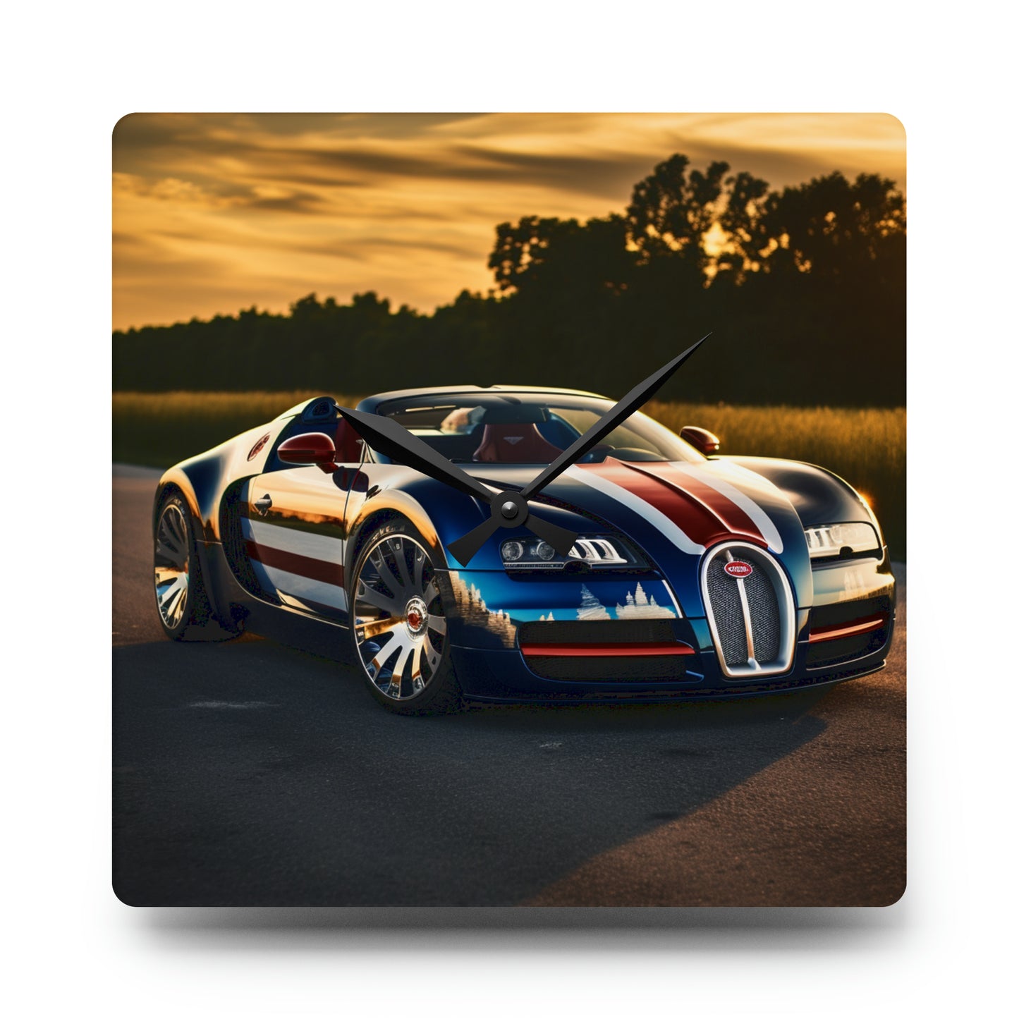 Acrylic Wall Clock Bugatti Flag American 3