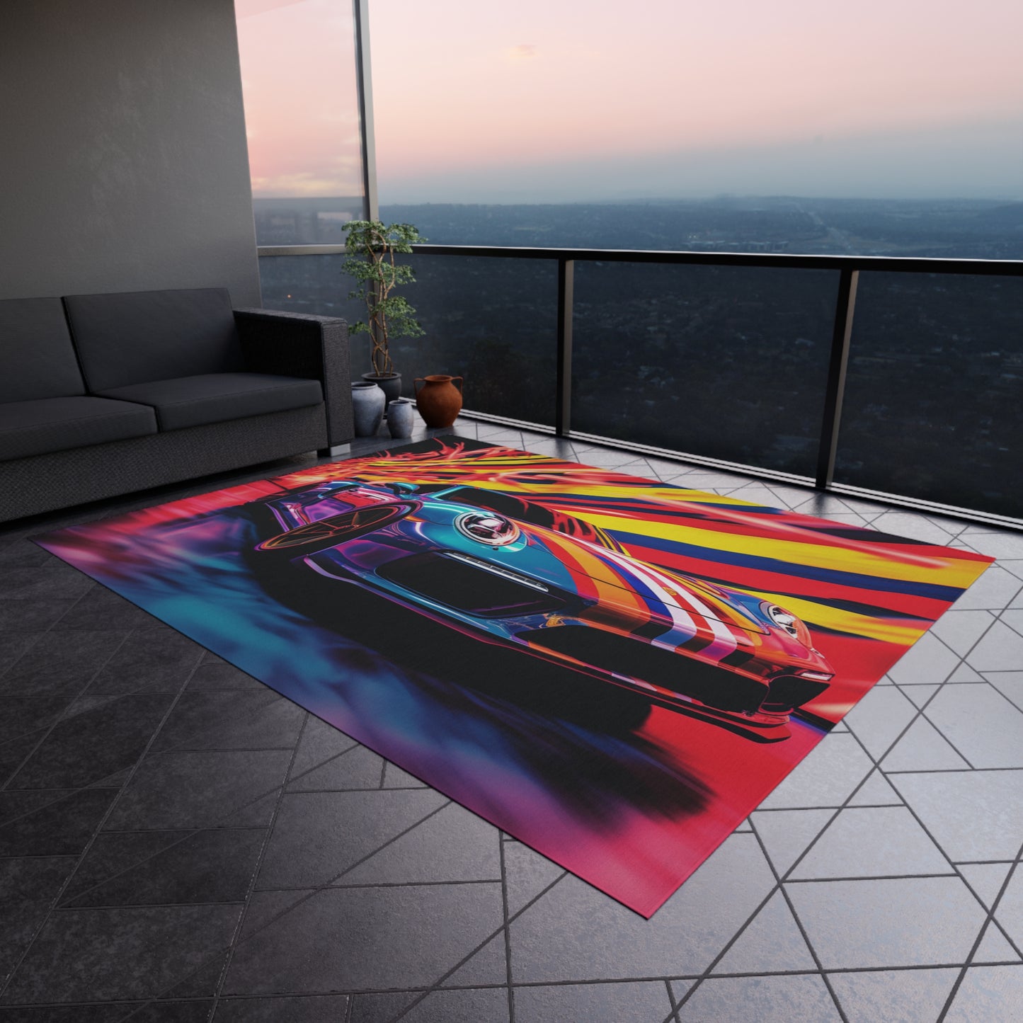 Outdoor Rug  Macro American Flag Porsche 2