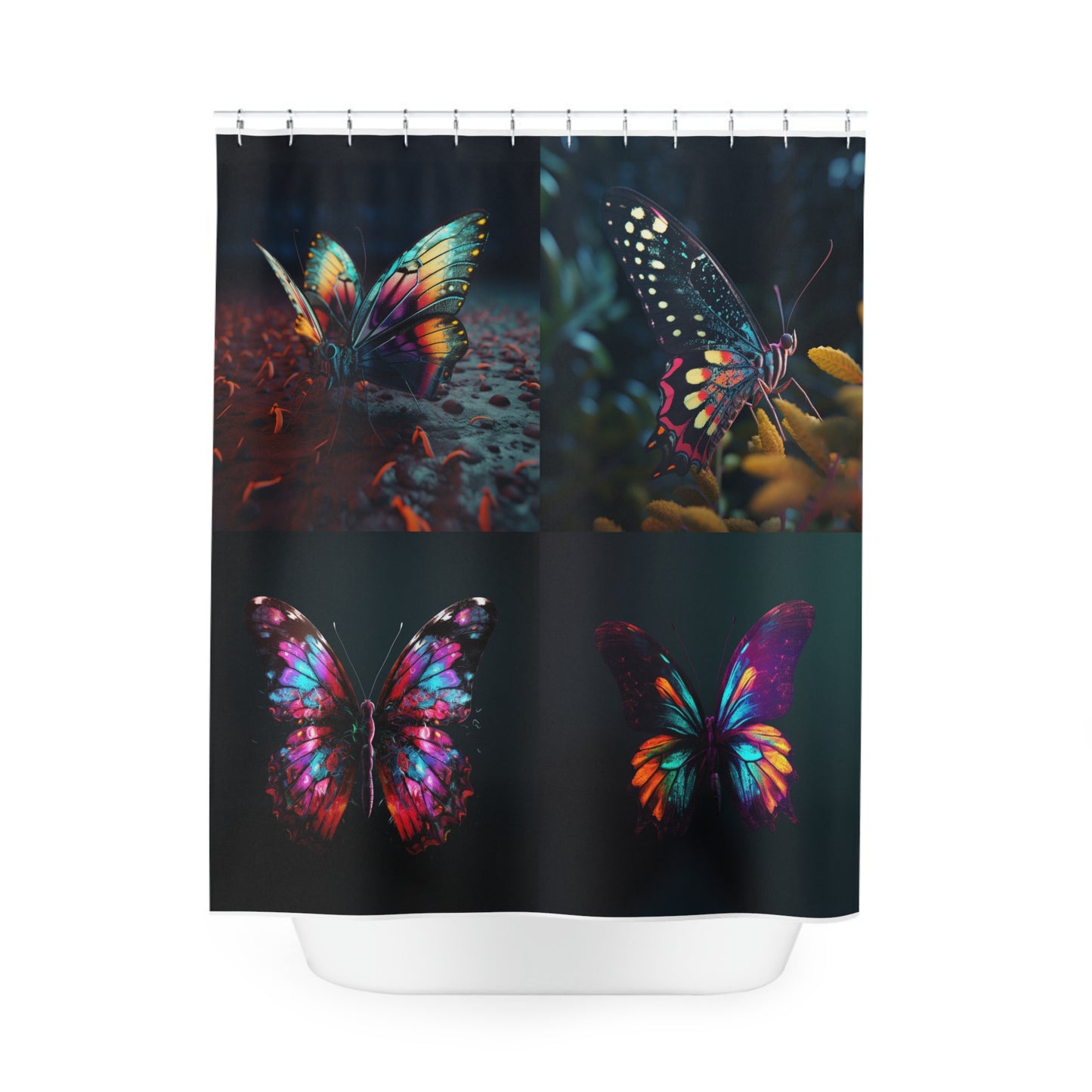 Polyester Shower Curtain Hyper Colorful Butterfly Macro 5