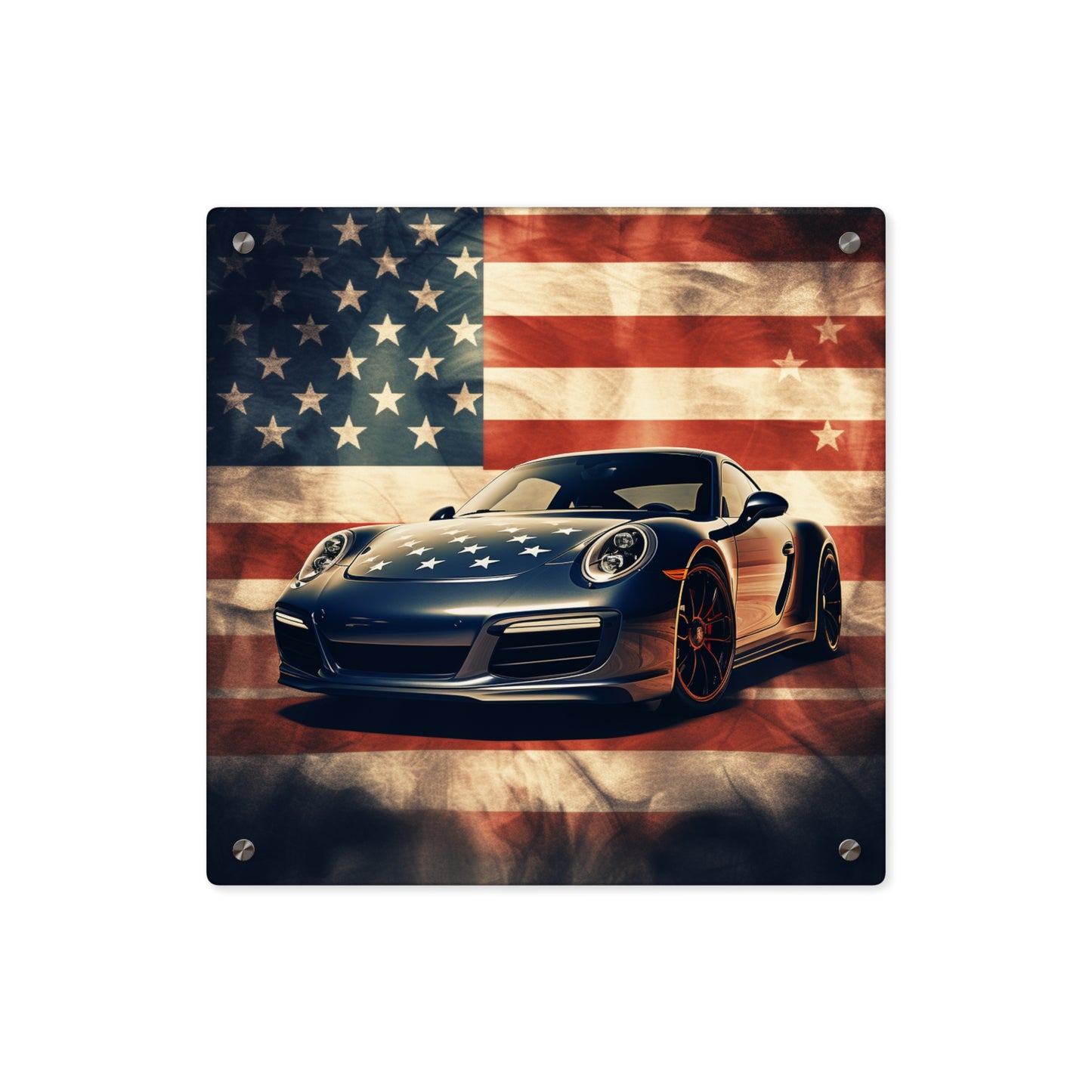 Acrylic Wall Art Panels Abstract American Flag Background Porsche 3