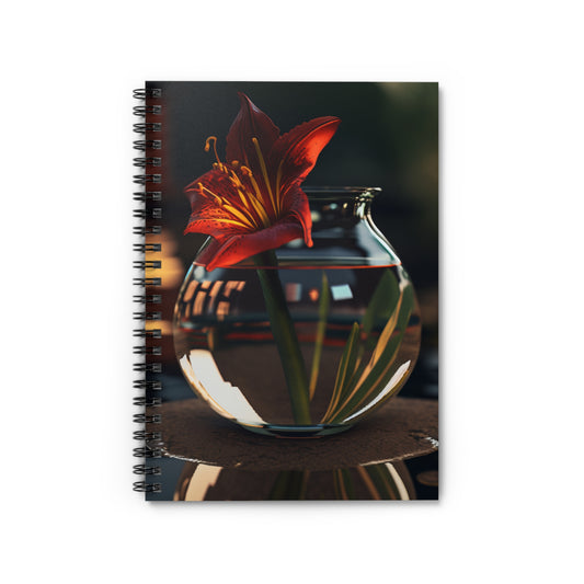 Spiral Notebook - Ruled Line Red Lily in a Glass vase 2
