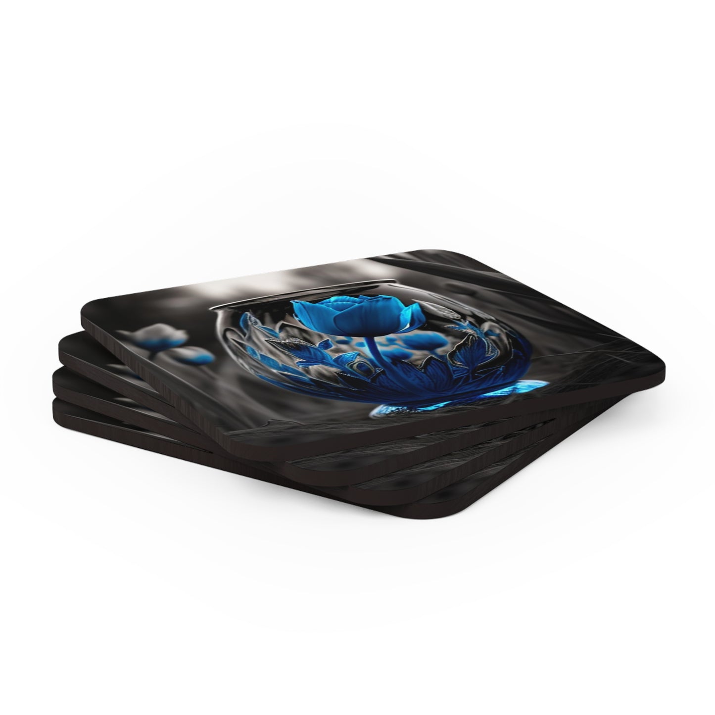 Corkwood Coaster Set Tulip Blue 2