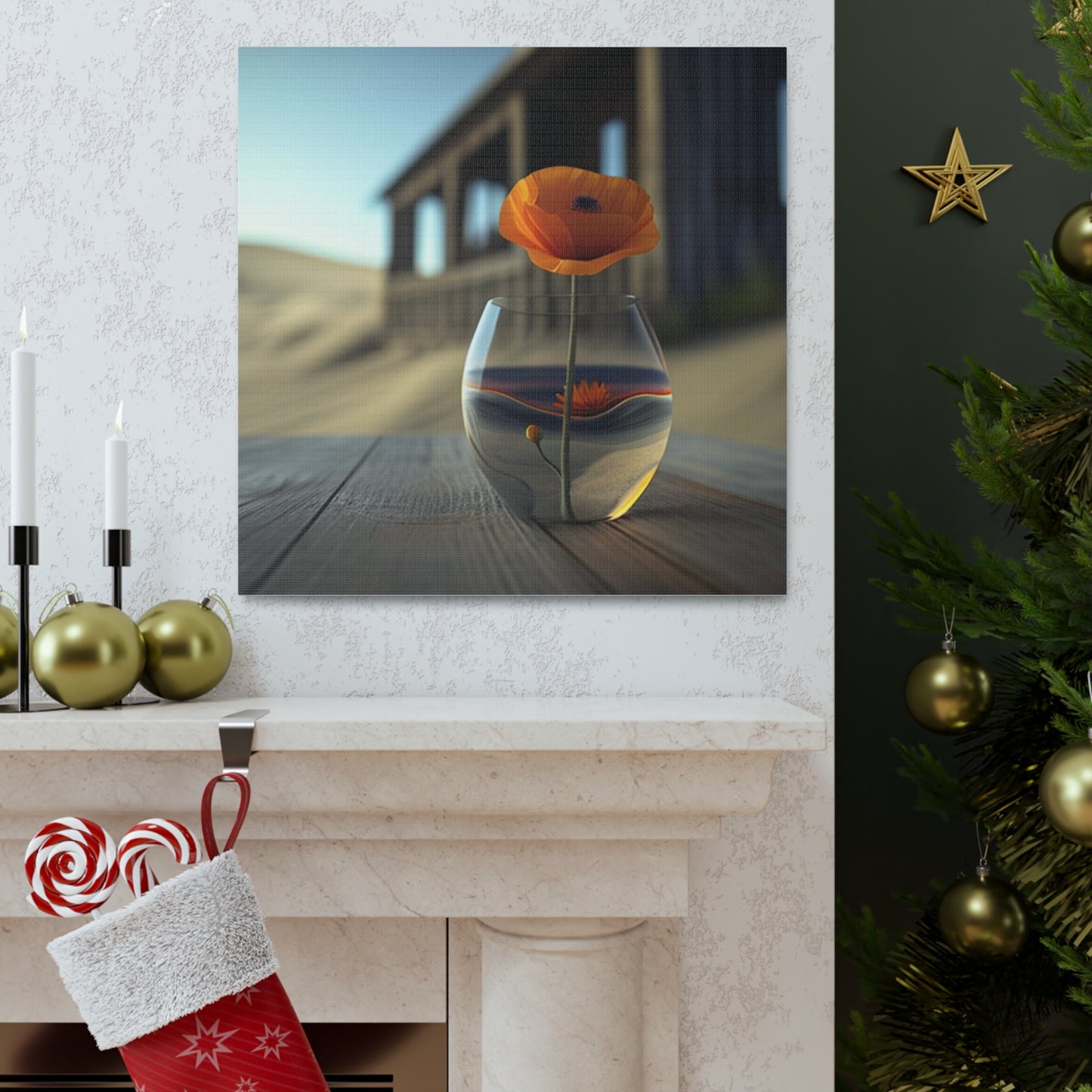 Canvas Gallery Wraps Poppy in a Glass Vase 4