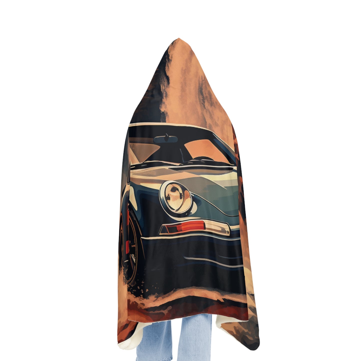 Snuggle Hooded Blanket American Flag Porsche Abstract 3