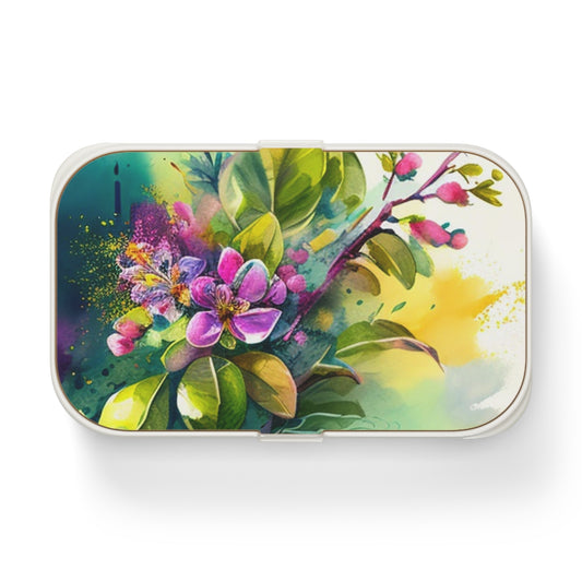 Bento Lunch Box Mother Nature Bright Spring Colors Realistic Watercolor 1