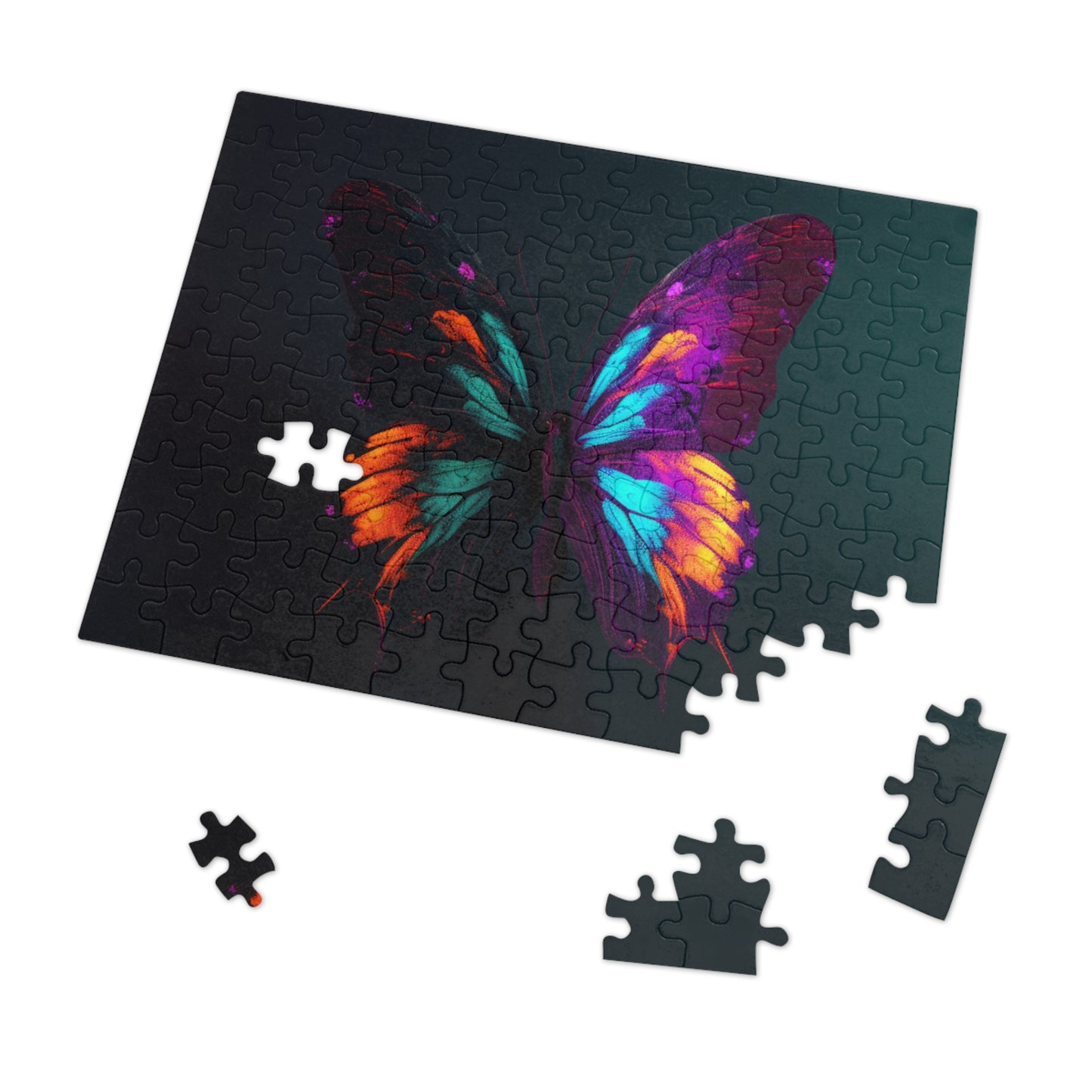 Jigsaw Puzzle (30, 110, 252, 500,1000-Piece) Hyper Colorful Butterfly Purple 2