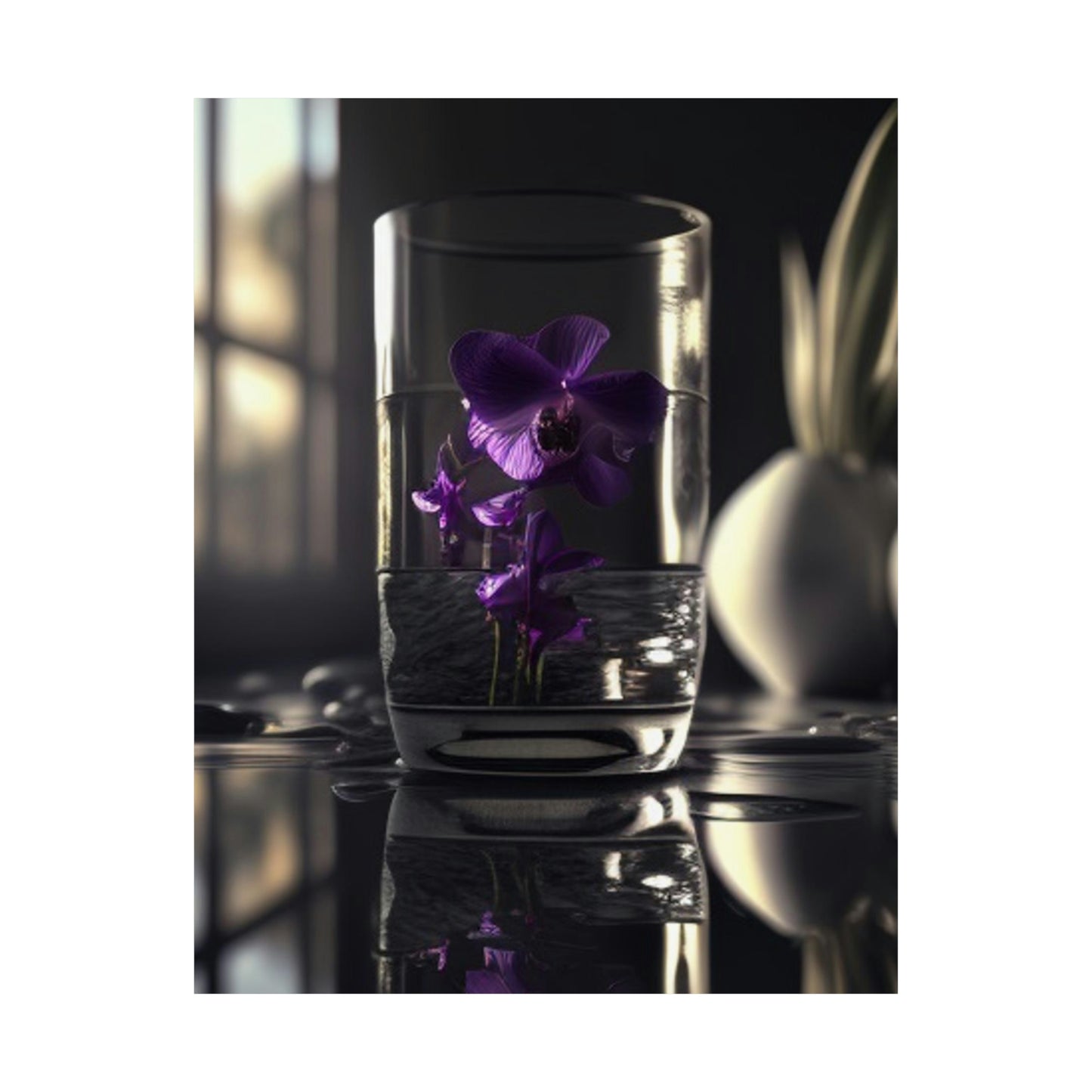 Premium Matte Vertical Posters Purple Orchid Glass vase 4