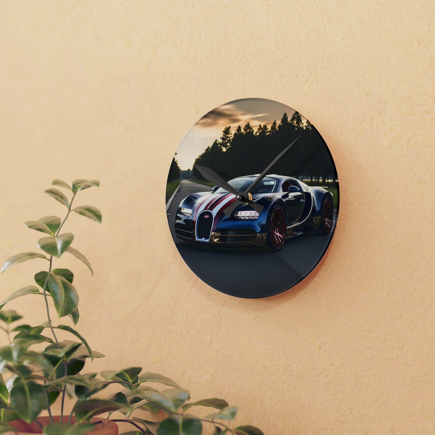 Acrylic Wall Clock Bugatti Flag American 1