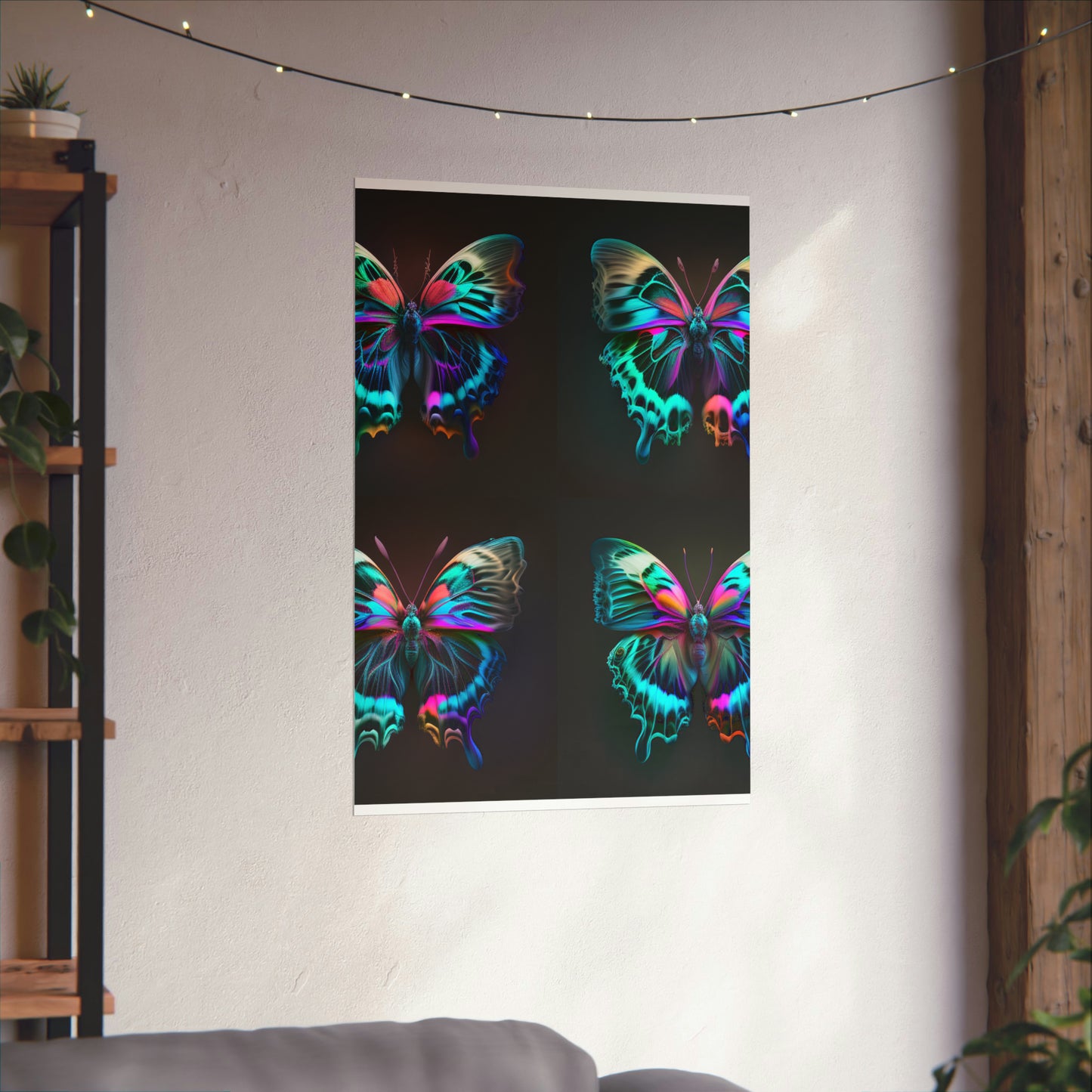 Premium Matte Vertical Posters Neon Butterfly Fusion 5