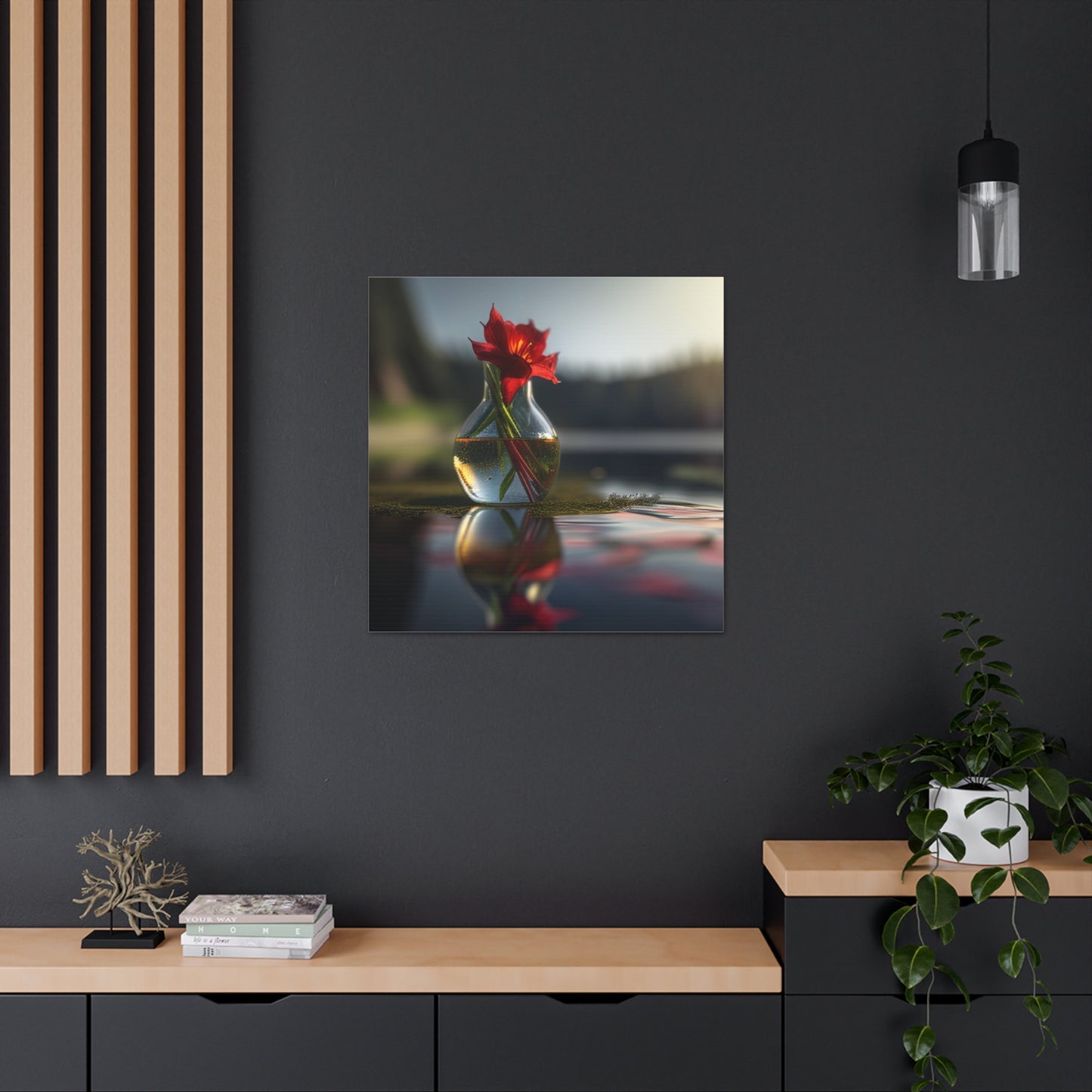 Canvas Gallery Wraps Red Lily in a Glass vase 3