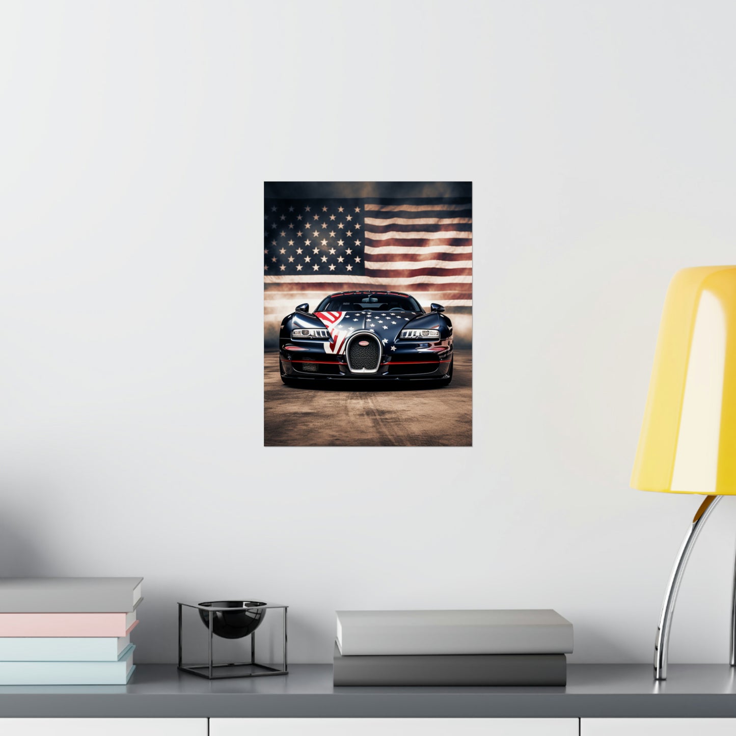 Premium Matte Vertical Posters Bugatti American Flag 2