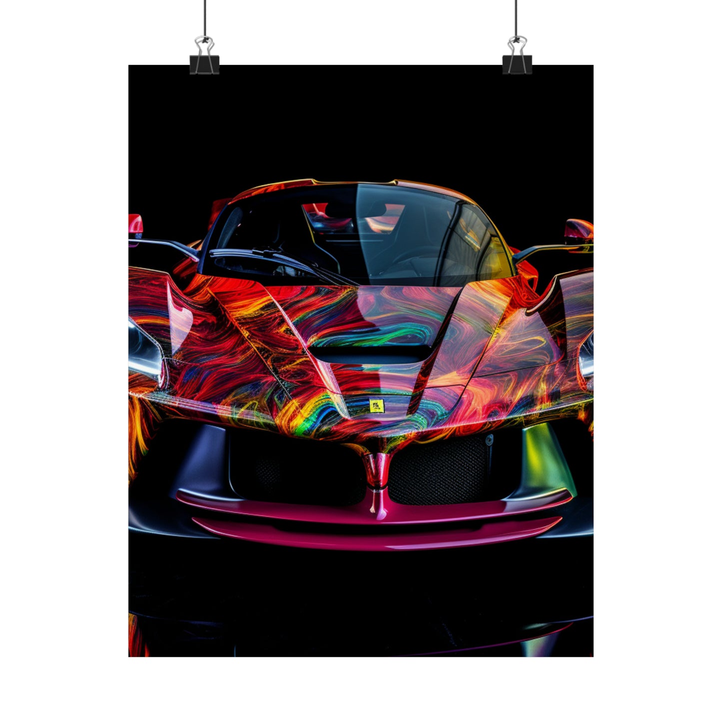 Premium Matte Vertical Posters Ferrari Neon 3