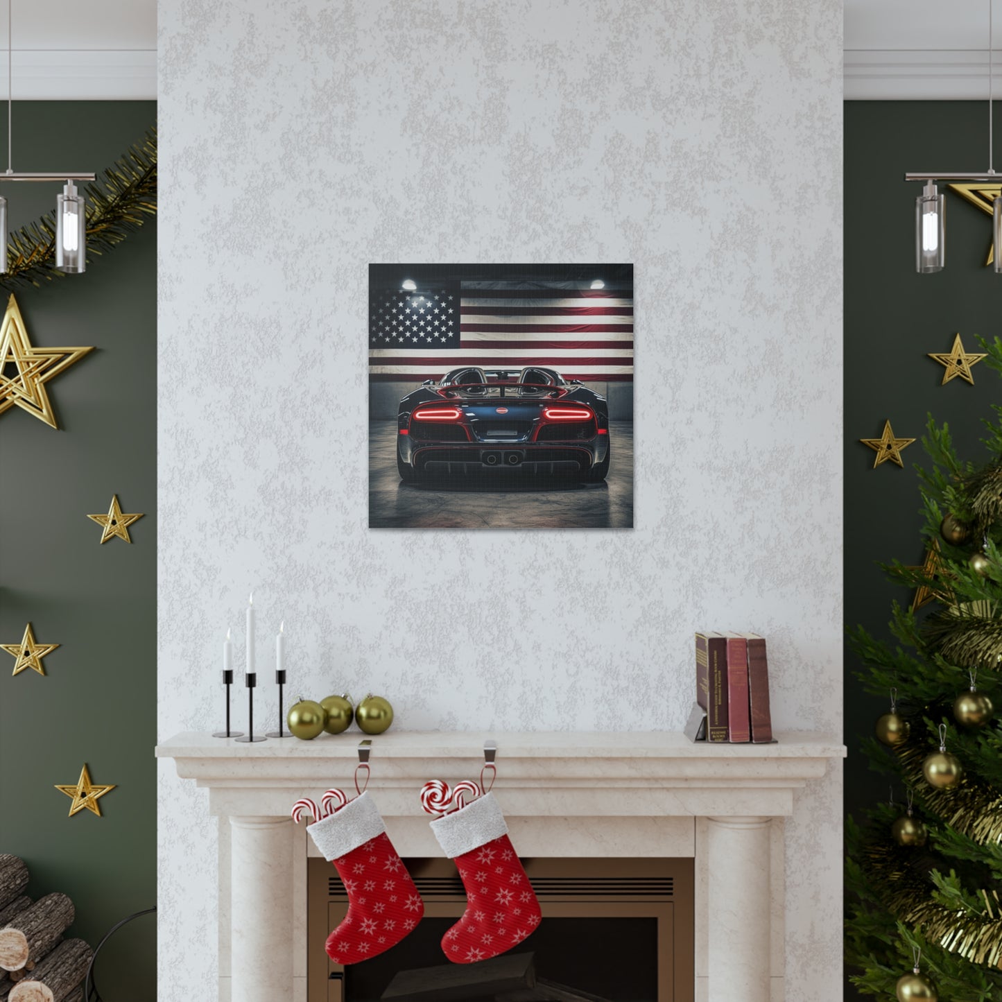 Canvas Gallery Wraps American Flag Background Bugatti 4