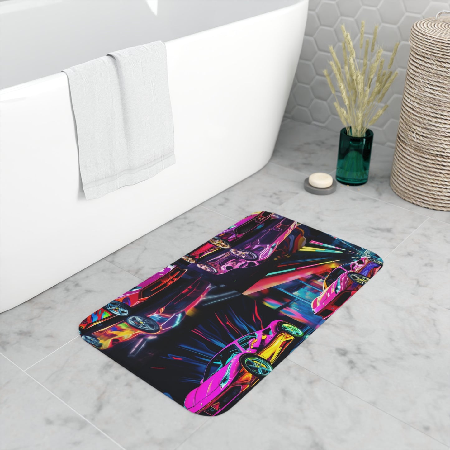 Memory Foam Bath Mat Pink Macro Ferrari 5