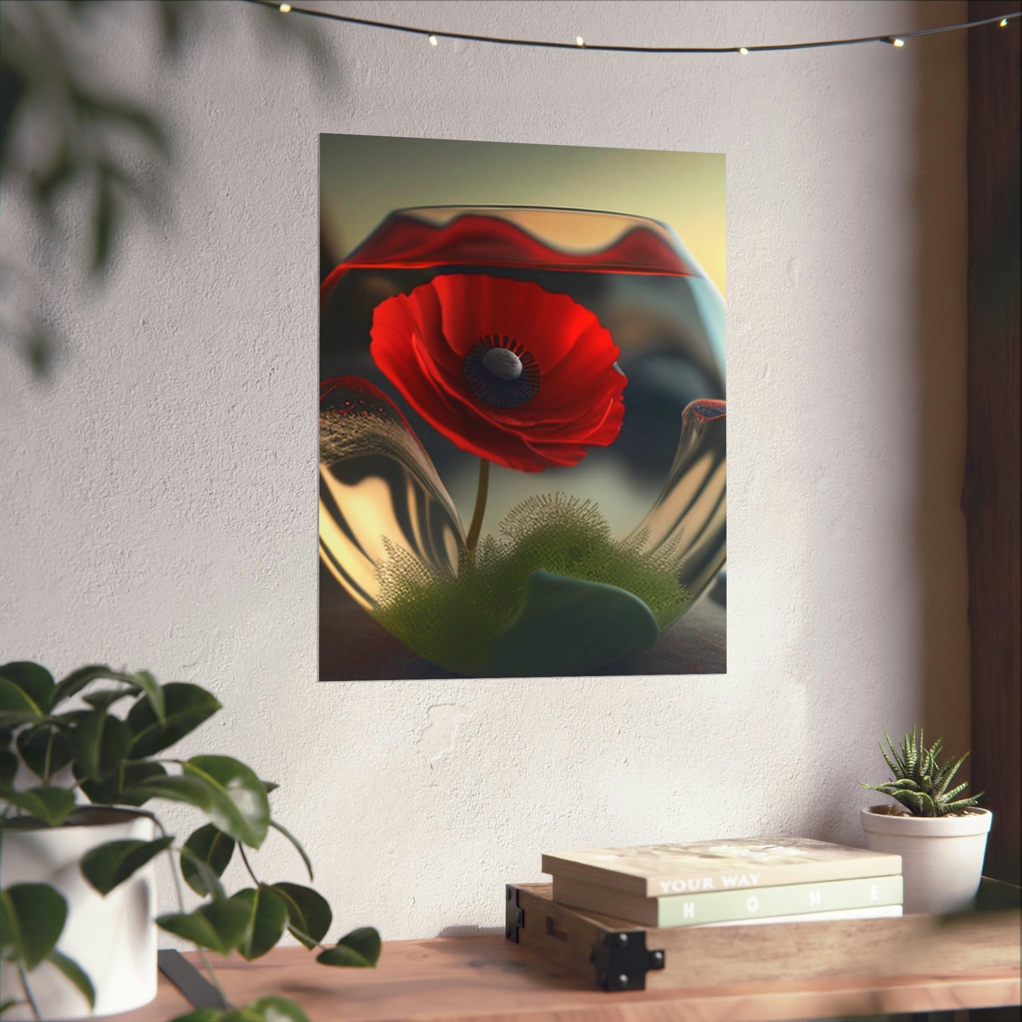 Premium Matte Vertical Posters Red Anemone in a Vase 3