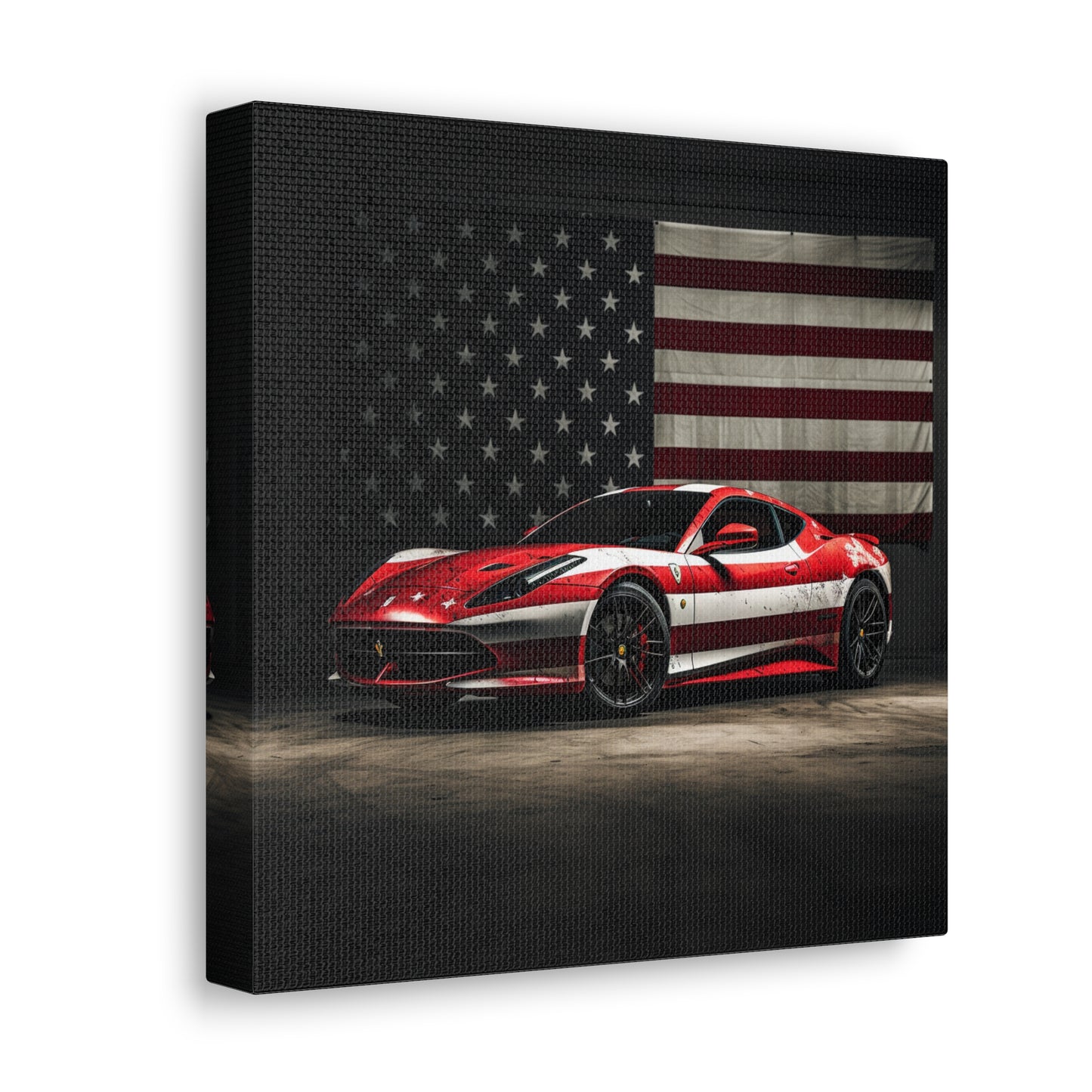 Canvas Gallery Wraps American Flag Background Ferrari 1