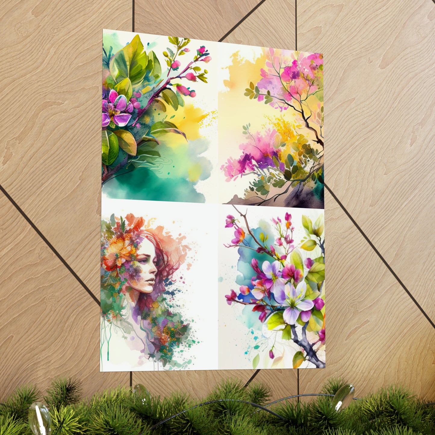 Premium Matte Vertical Posters Mother Nature Bright Spring Colors Realistic Watercolor 5