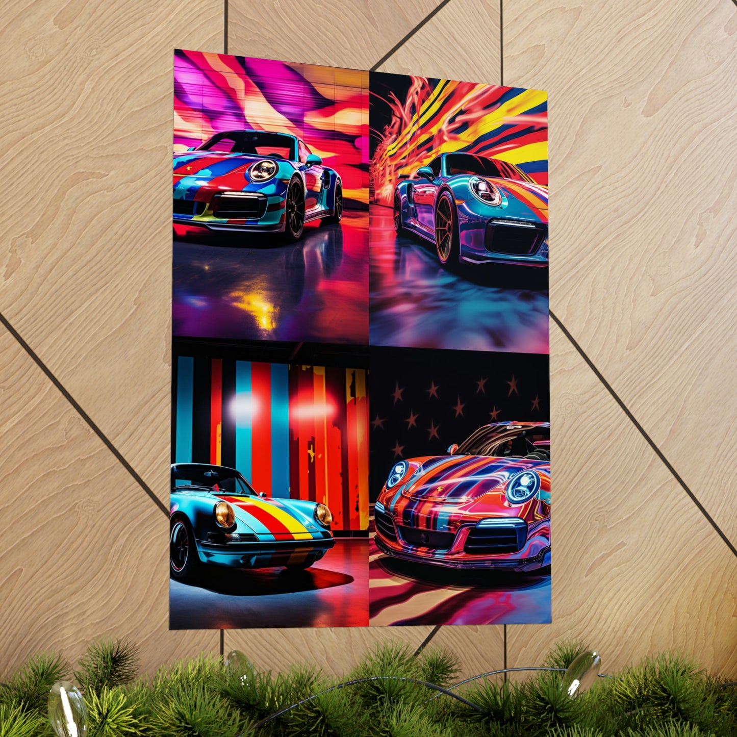 Premium Matte Vertical Posters Macro American Flag Porsche 5