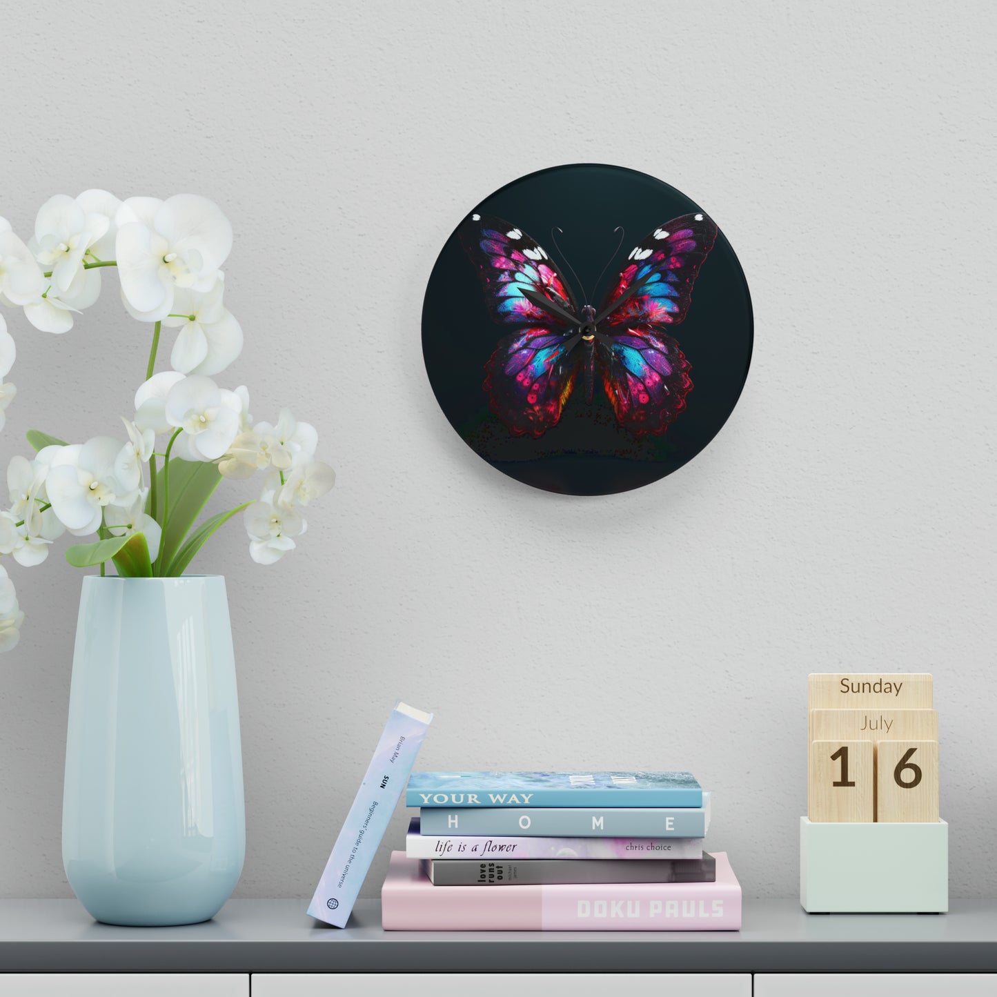 Acrylic Wall Clock Hyper Butterfly Real