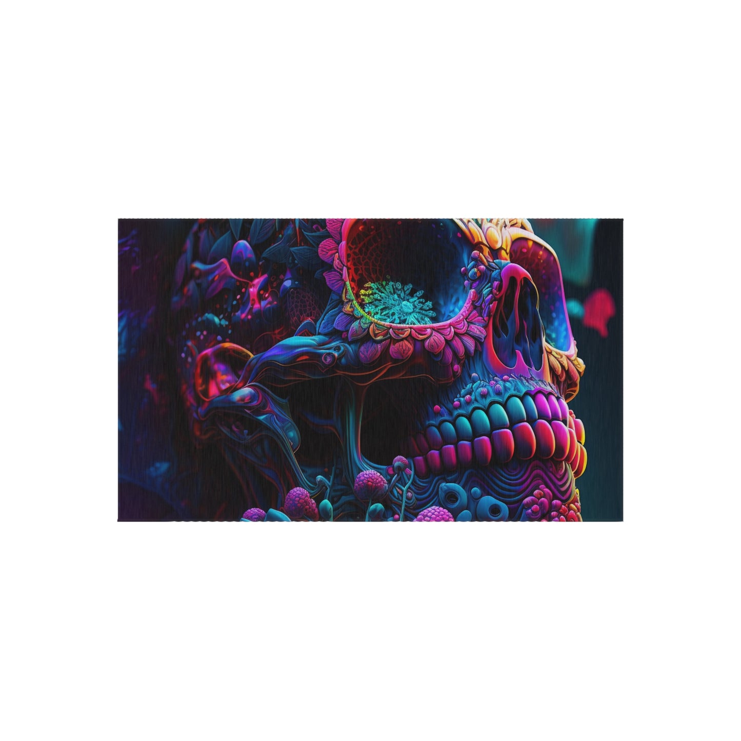 Outdoor Rug  Florescent Skull Death 3