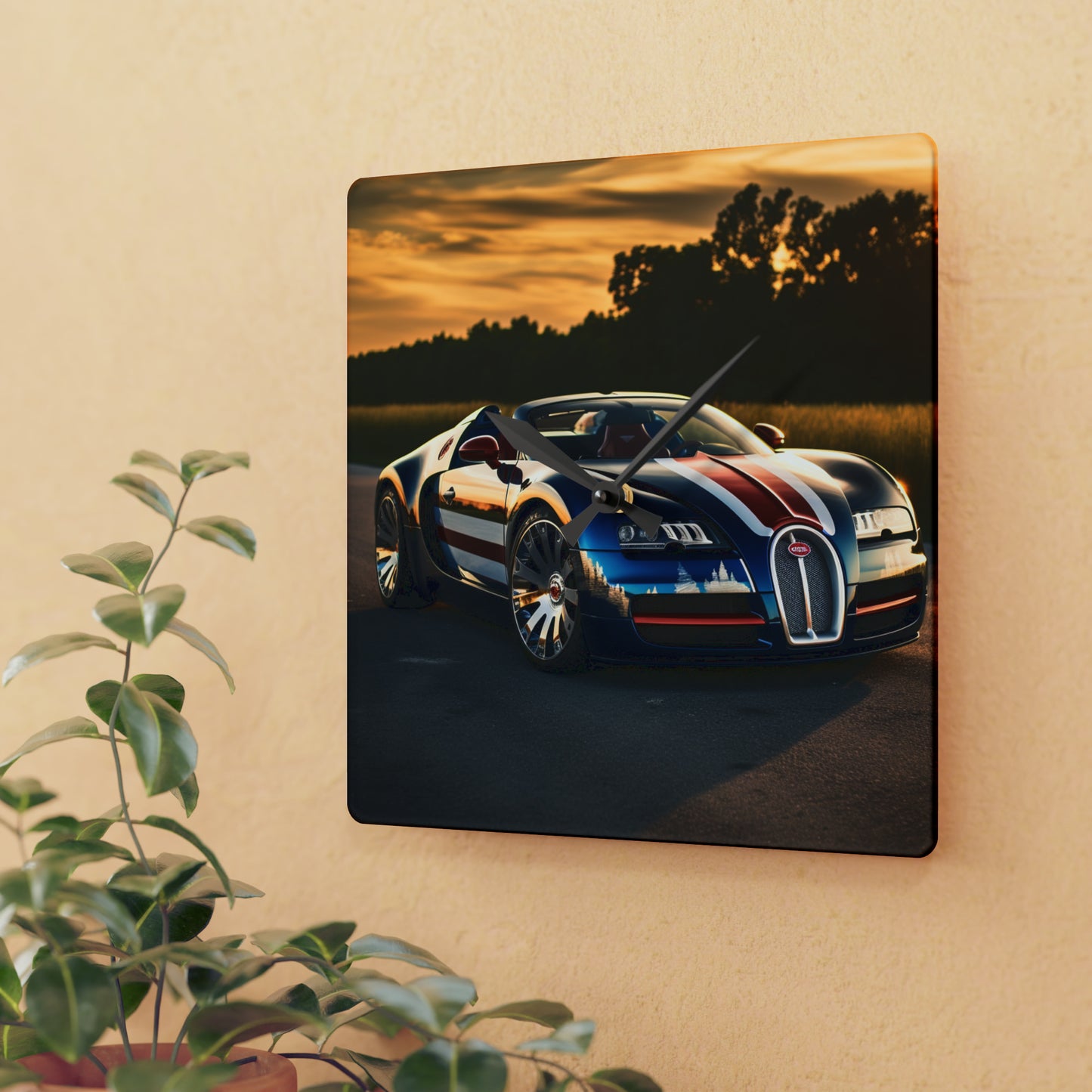 Acrylic Wall Clock Bugatti Flag American 3