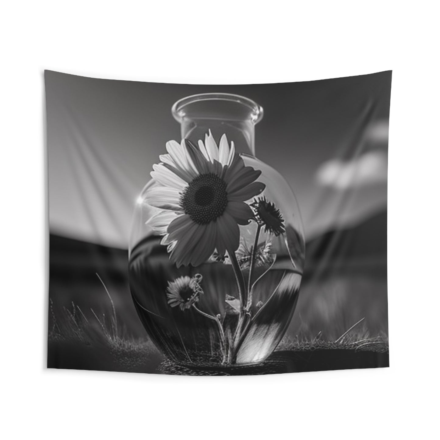 Indoor Wall Tapestries Yellw Sunflower in a vase 4