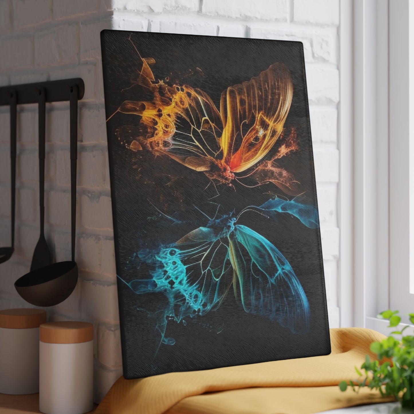 Glass Cutting Board Kiss Neon Butterfly 3