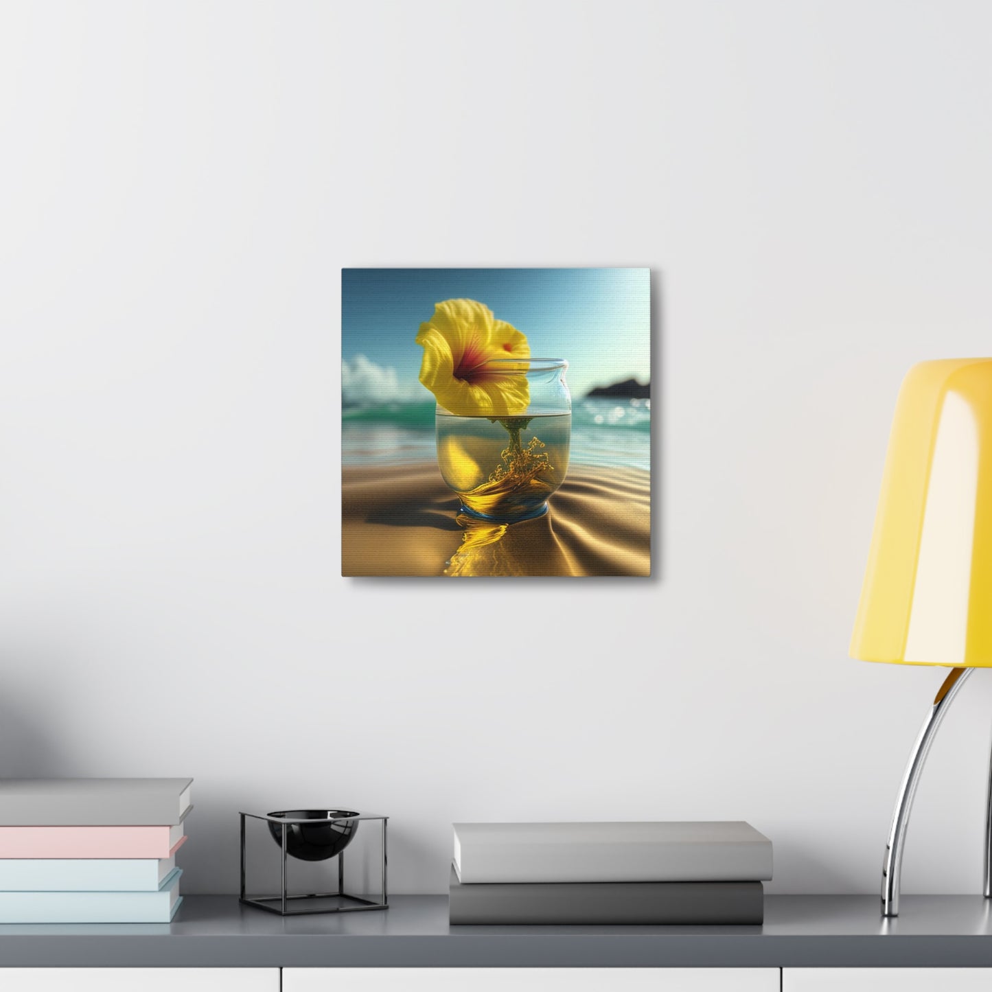 Canvas Gallery Wraps Yellow Hibiscus glass 1