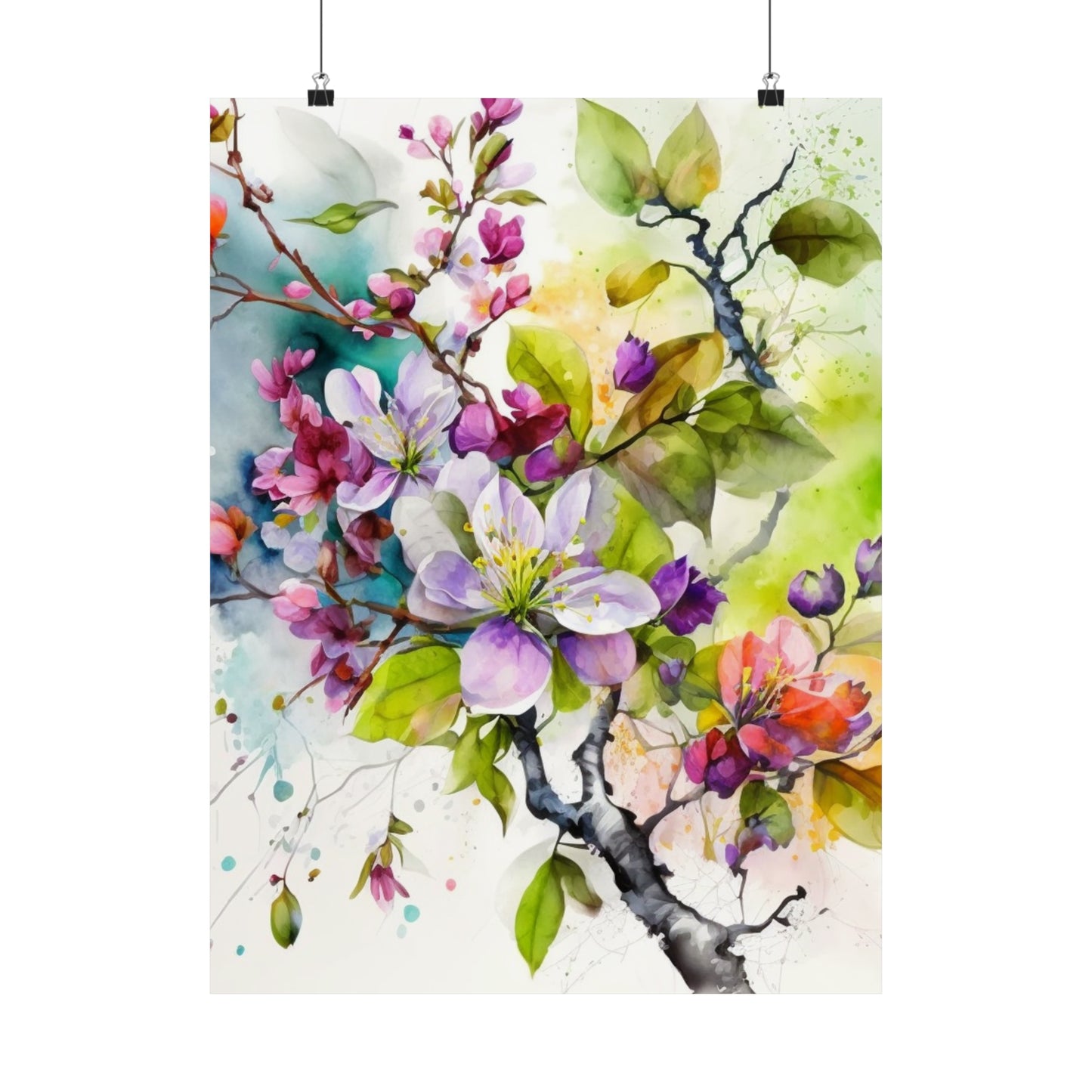 Premium Matte Vertical Posters Mother Nature Bright Spring Colors Realistic Watercolor 4