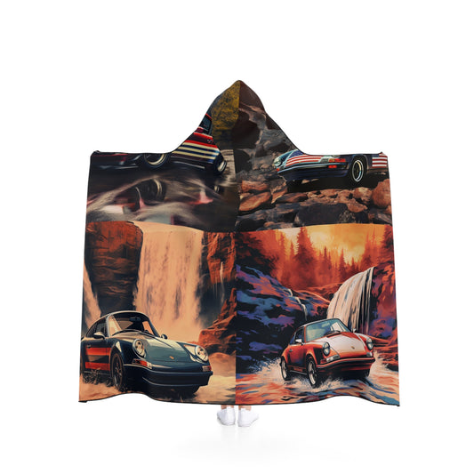 Hooded Blanket American Flag Porsche Abstract 5