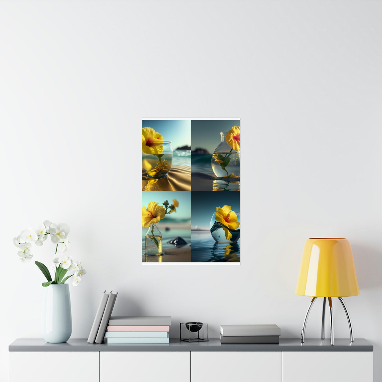 Premium Matte Vertical Posters Yellow Hibiscus glass 5