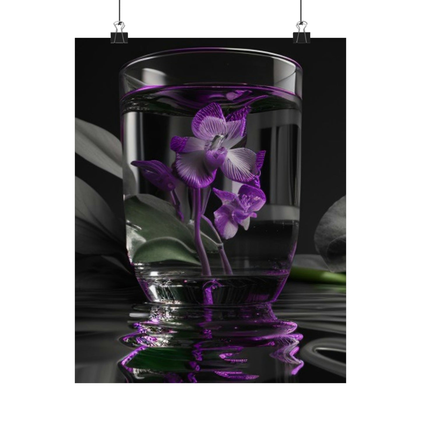 Premium Matte Vertical Posters Purple Orchid Glass vase 1