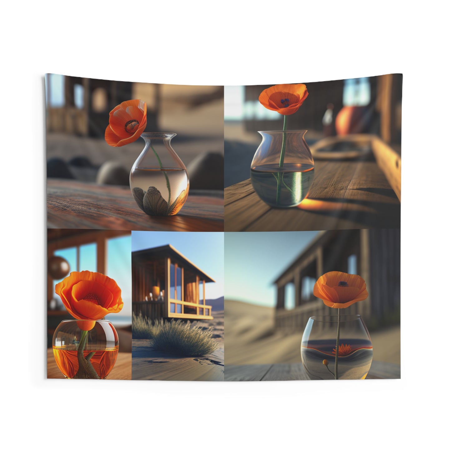 Indoor Wall Tapestries Poppy in a Glass Vase 5