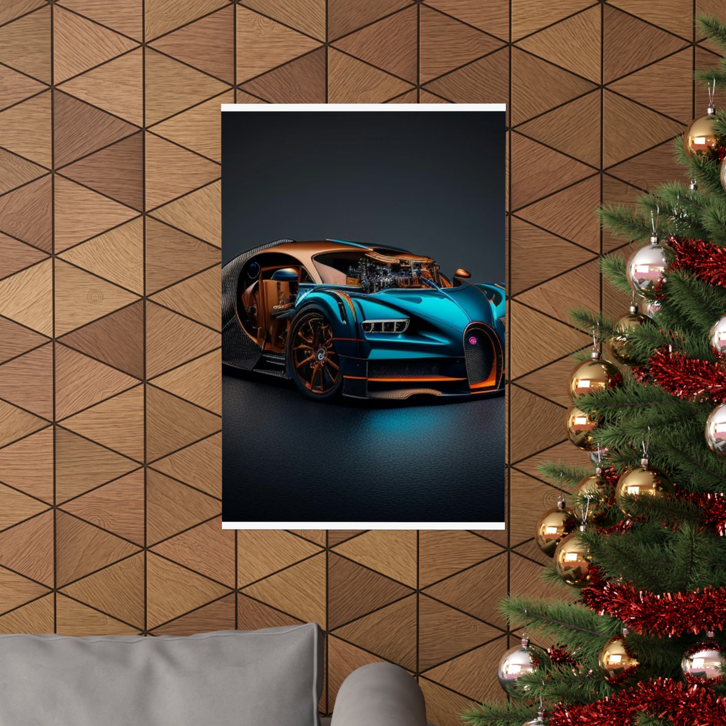 Premium Matte Vertical Posters Bugatti Blue 4