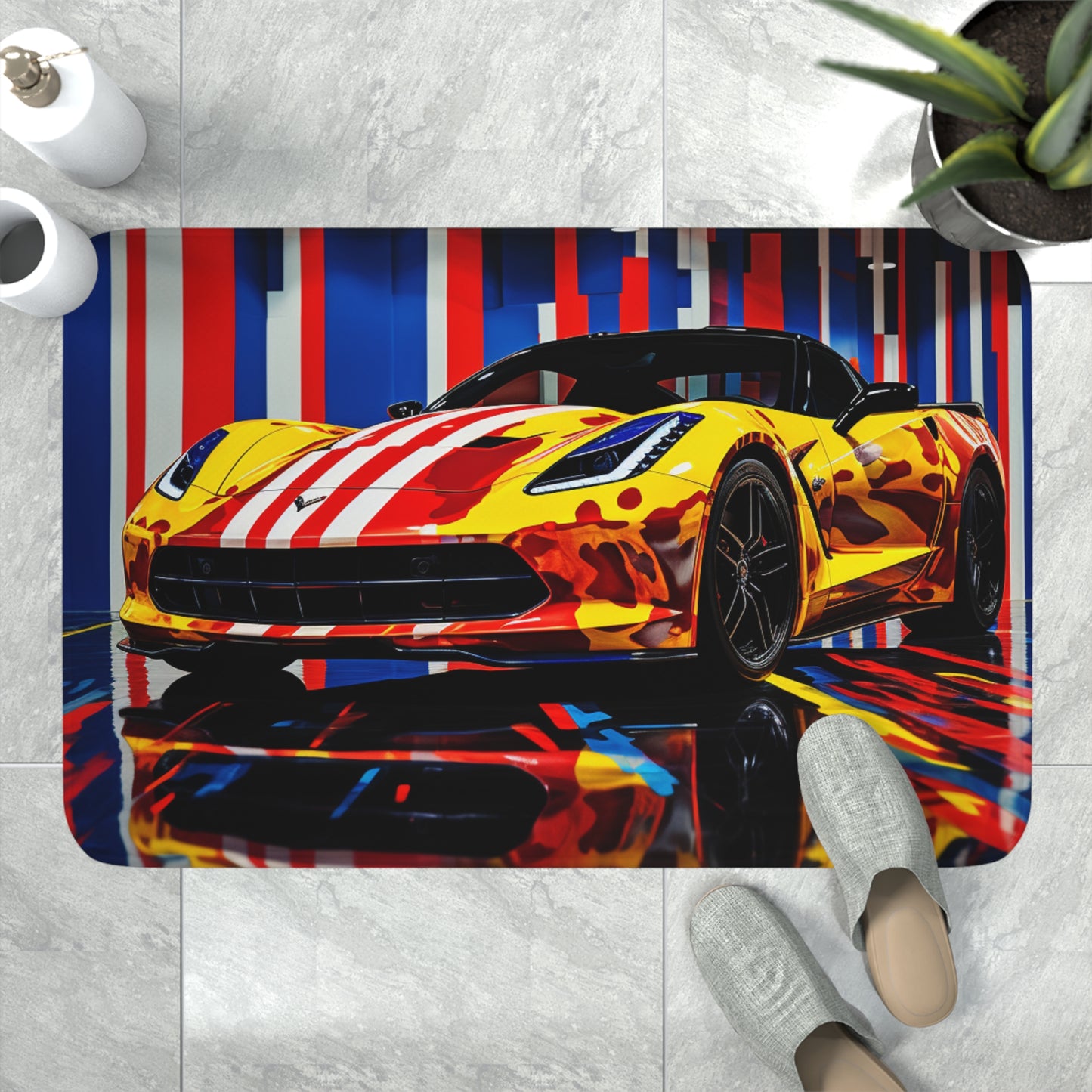 Memory Foam Bath Mat Macro Flag Ferrari 4