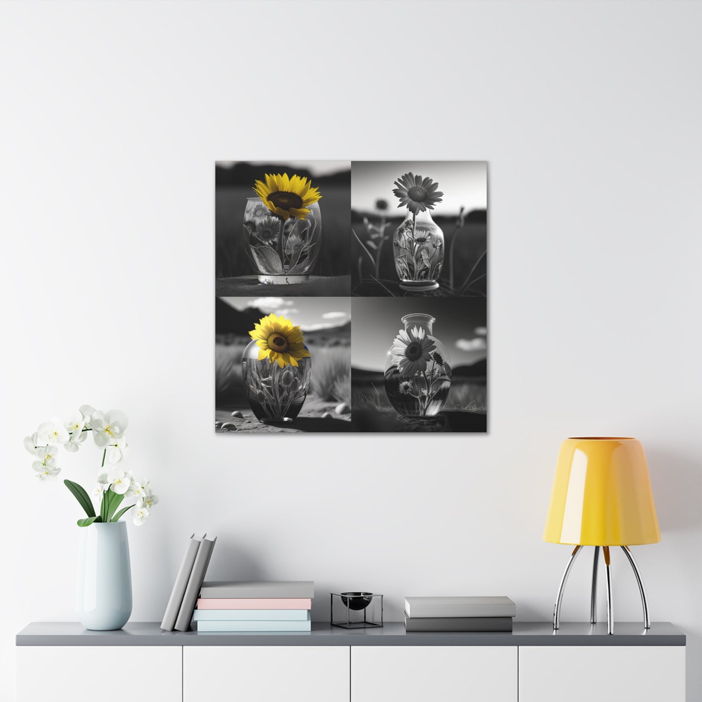 Canvas Gallery Wraps Yellw Sunflower in a vase 5