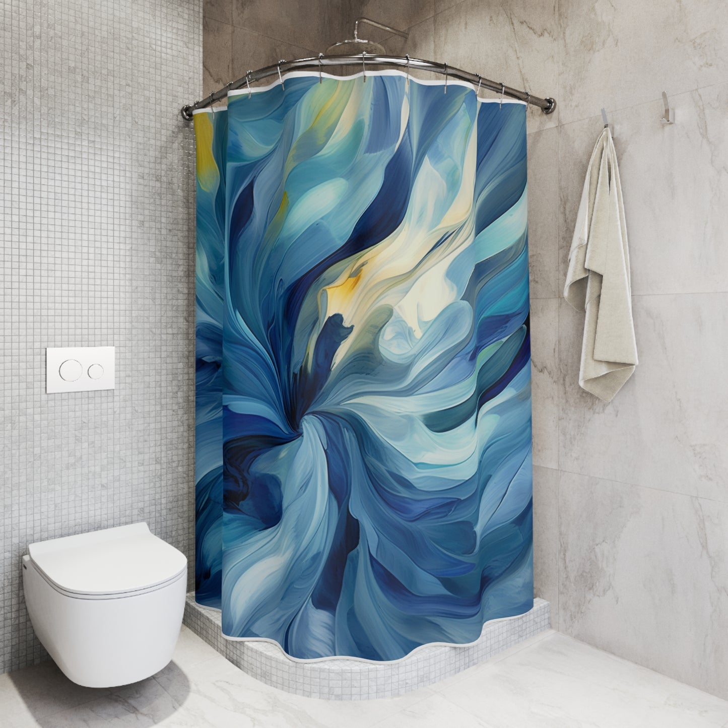 Polyester Shower Curtain Blue Tluip Abstract 4