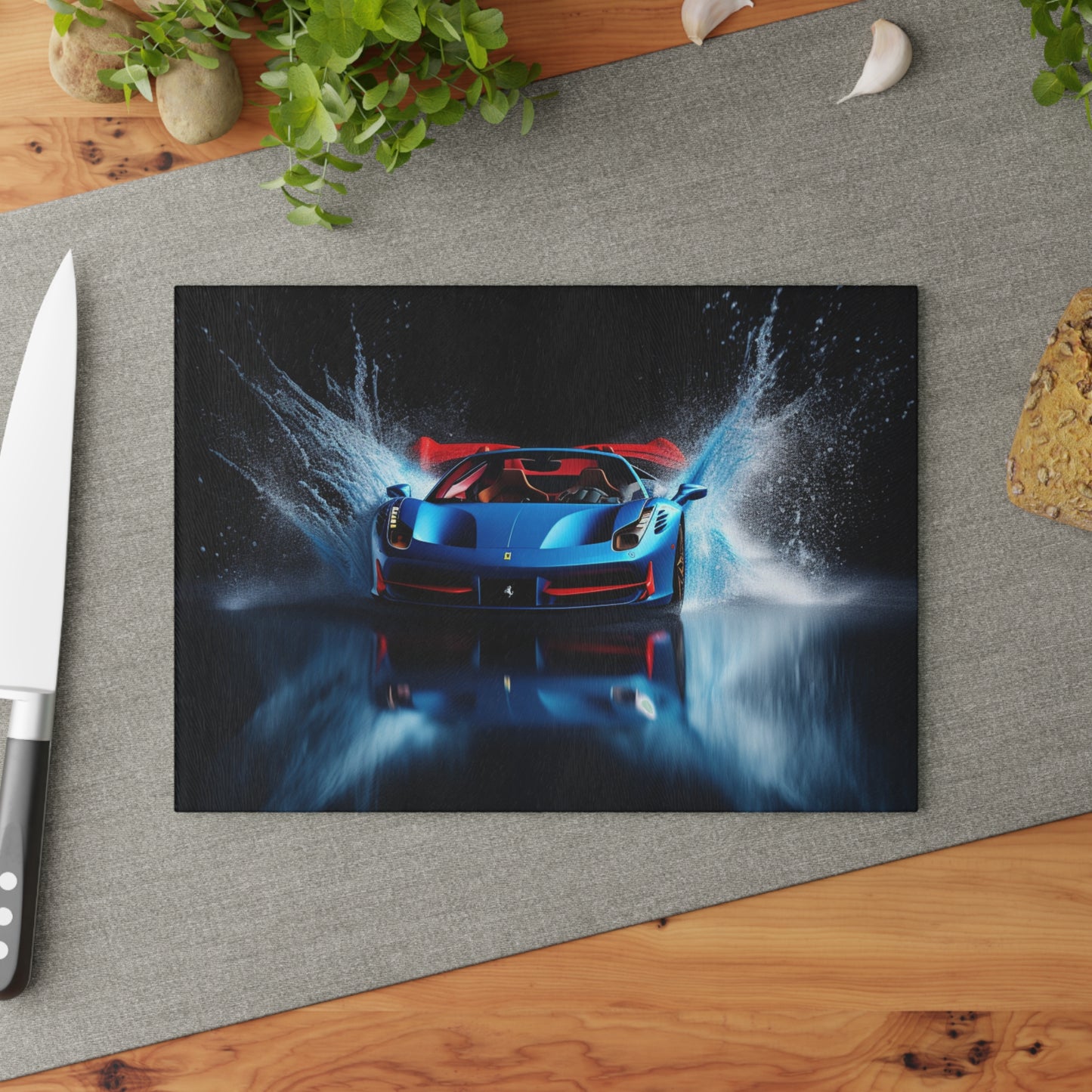 Glass Cutting Board Ferrari Water Splash 1