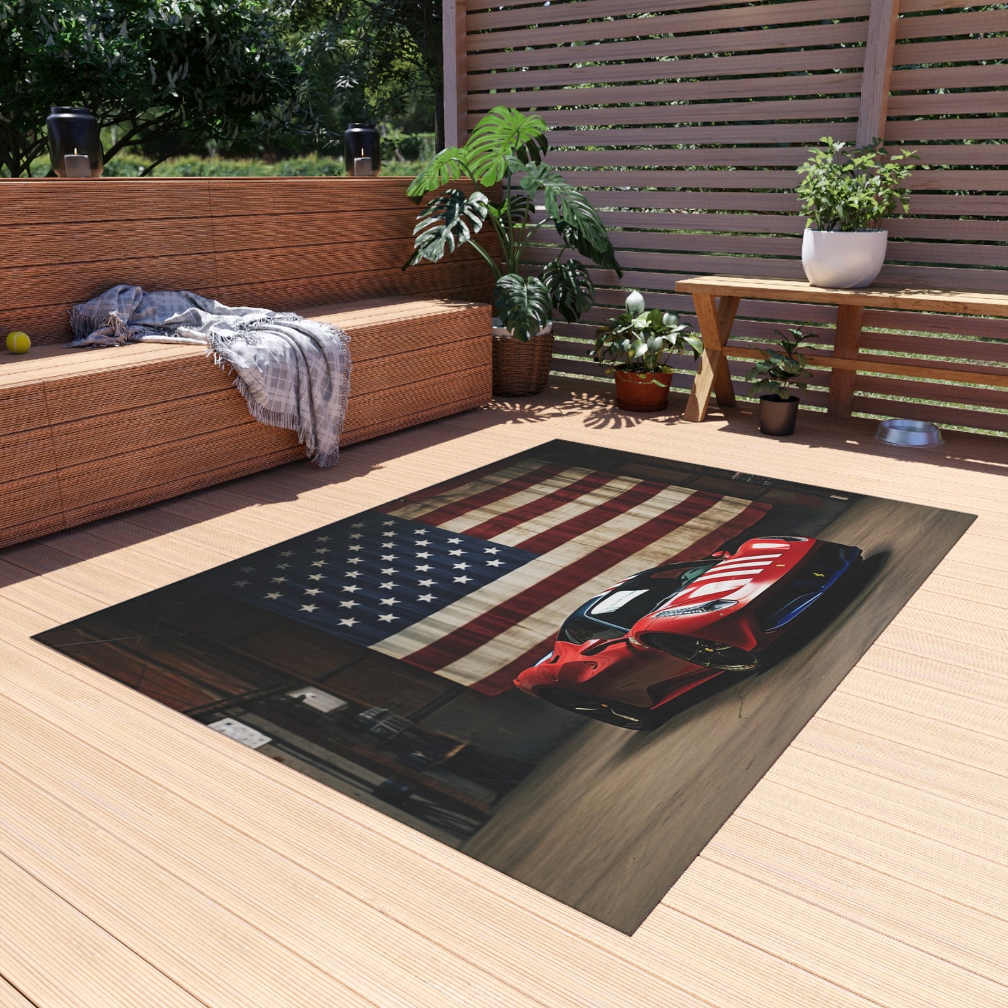 Outdoor Rug  American Flag Farrari 4