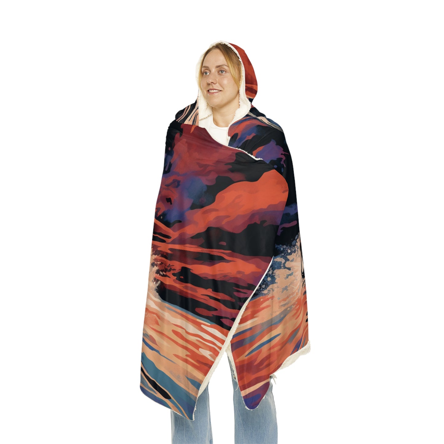 Snuggle Hooded Blanket American Flag Porsche Abstract 4